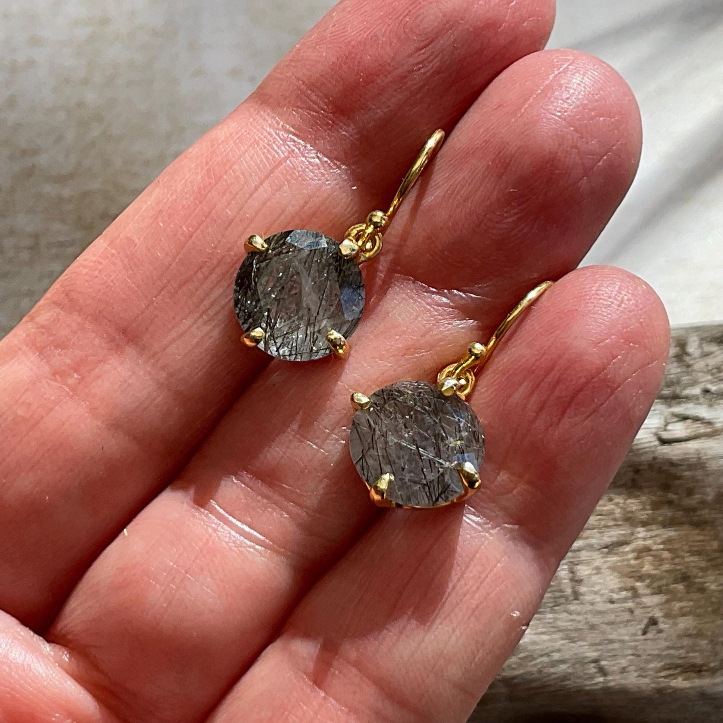 sterling silver statement rutilated quartz gold dangle small earrings