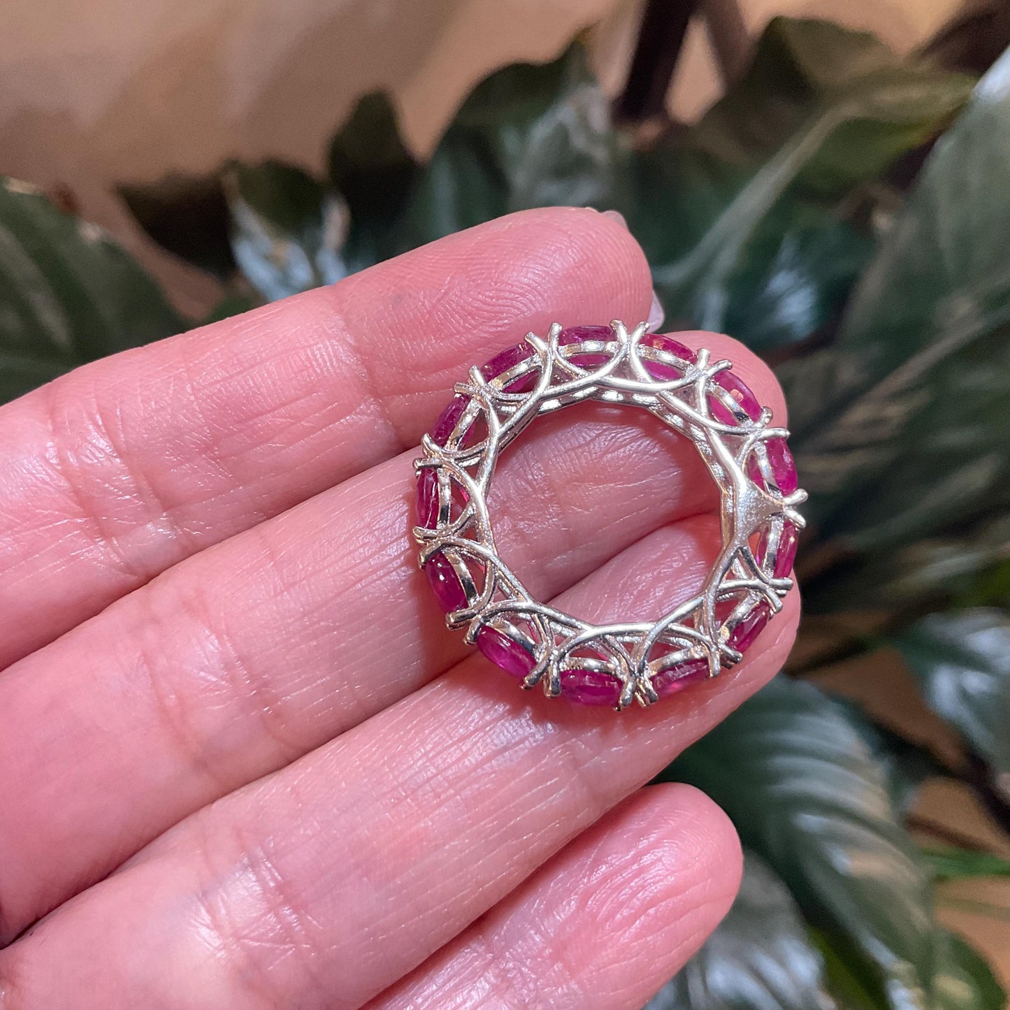 sterling silver natural ruby band ring 7