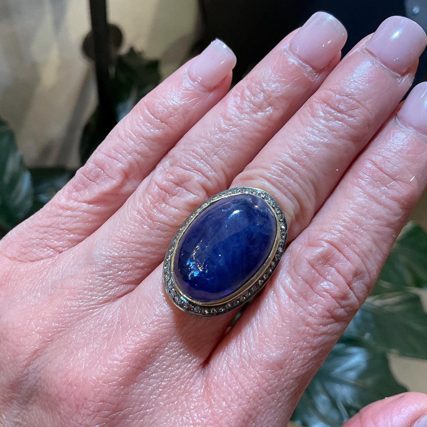 Sterling Silver Blue Kyanite paved diamond Statement ring 7.5 Colors Of Etnika