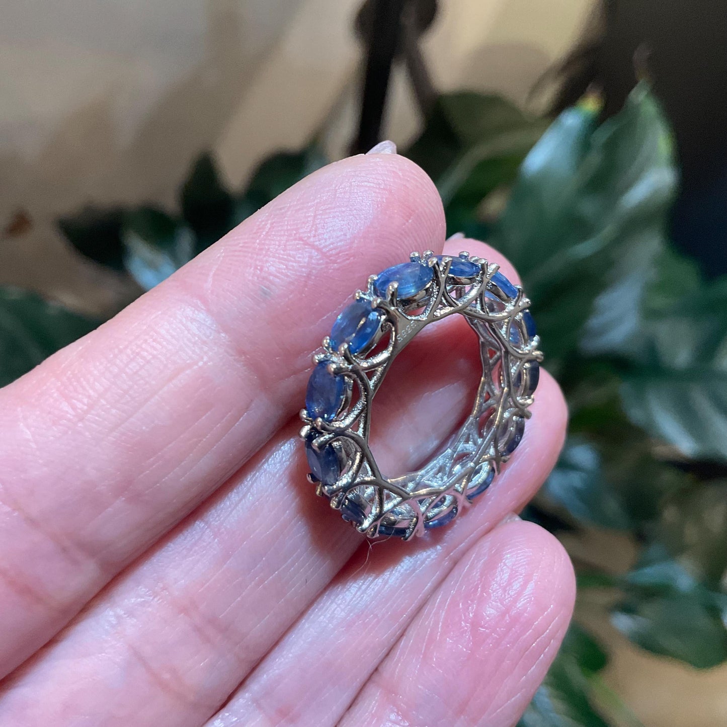 sterling silver natural blue sapphire band ring 6 Colors Of Etnika
