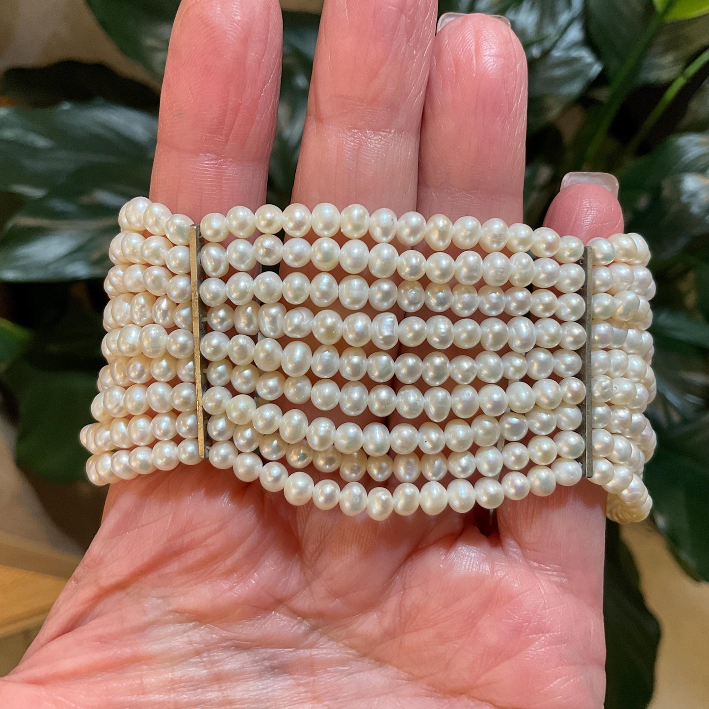 Natural white pearl choker necklace collar
