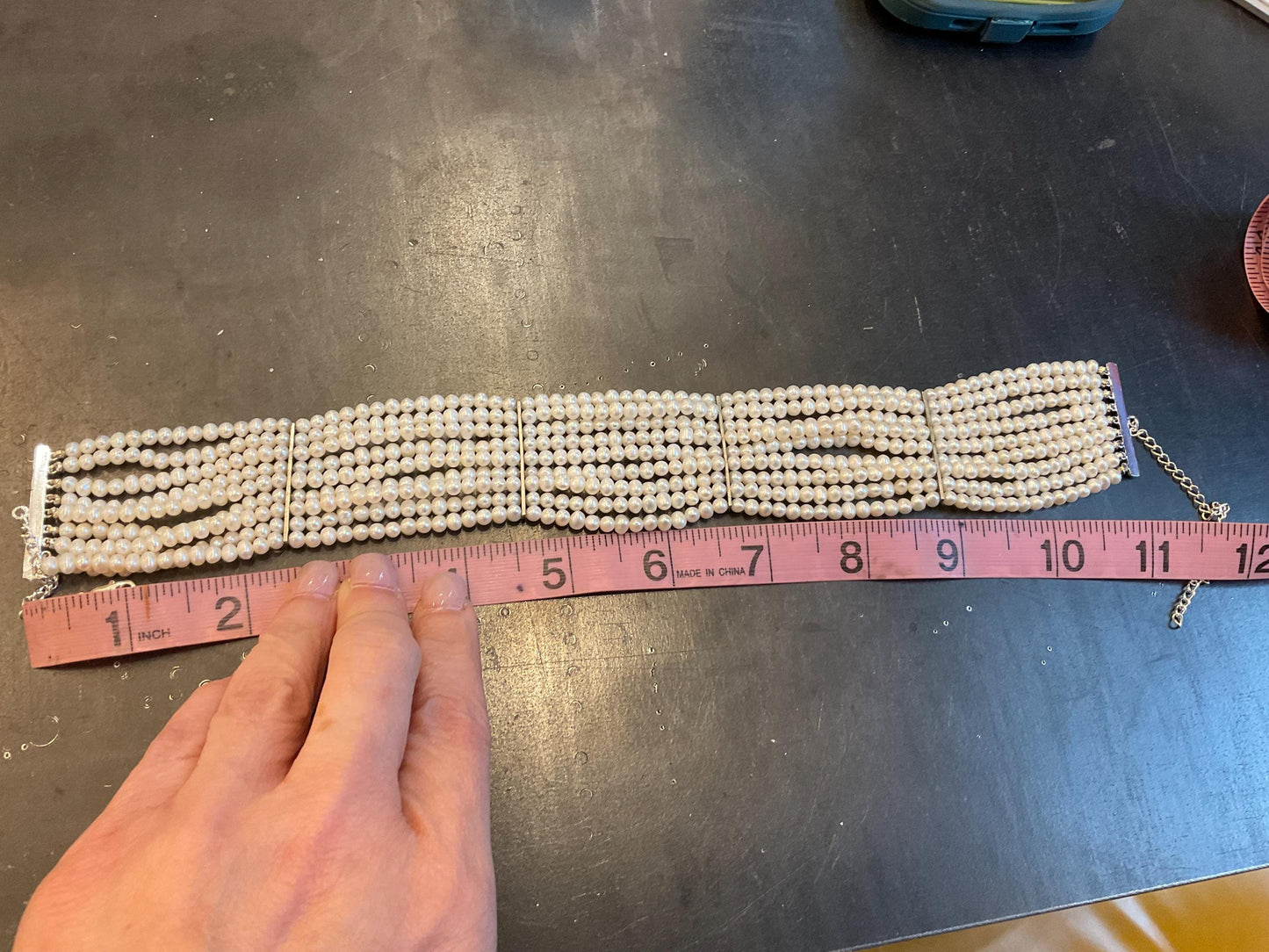 Natural white pearl choker necklace collar