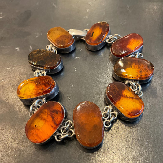 925 sterling silver modernist Amber  bracelet