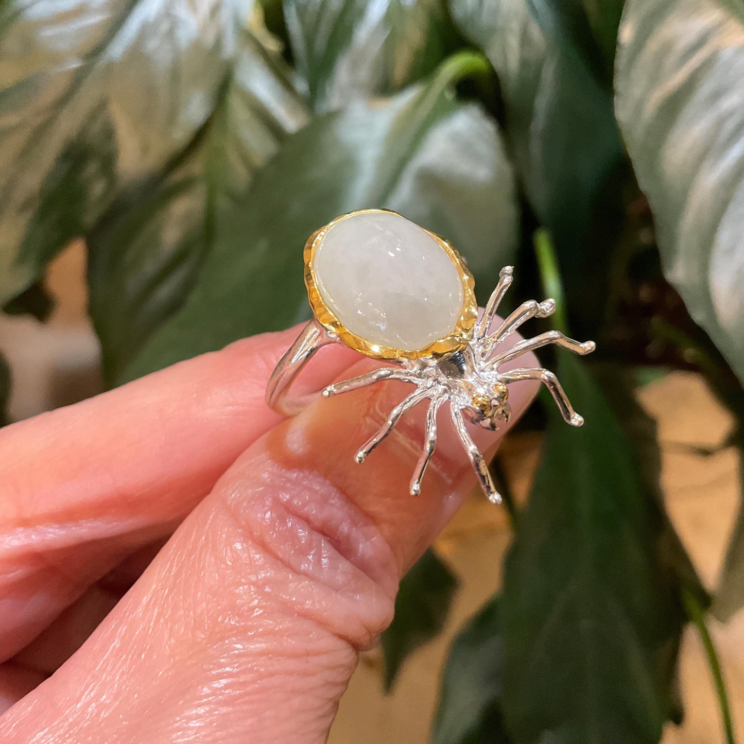 Sterling Silver Natural Aquamarine spider ring 7.8 8 Colors Of Etnika