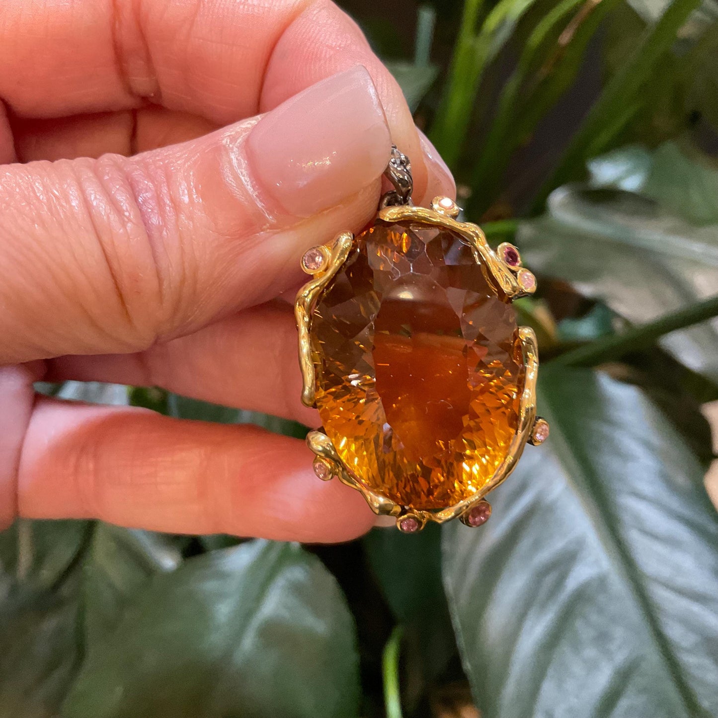 Sterling Silver citrine rhodolite topaz Pendant for Necklace