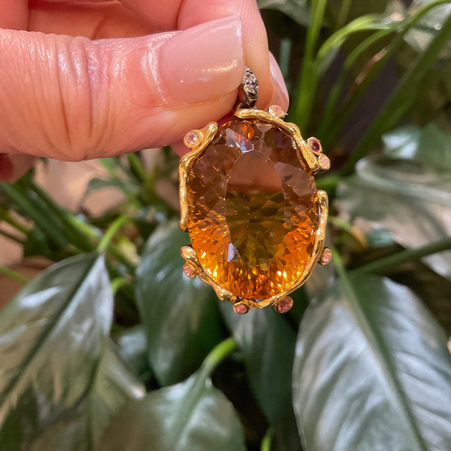 Sterling Silver citrine rhodolite topaz Pendant for Necklace