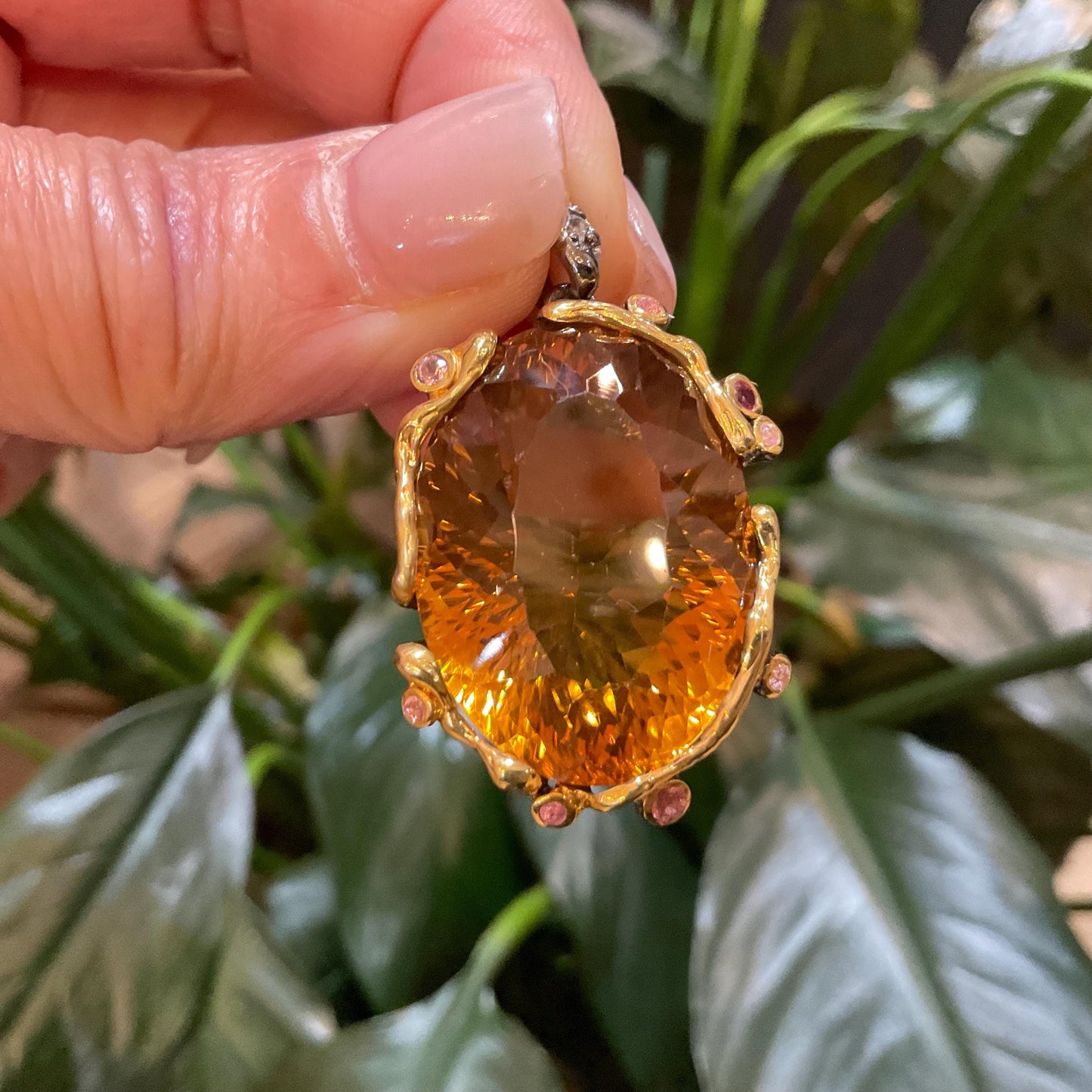 Sterling Silver citrine rhodolite topaz Pendant for Necklace