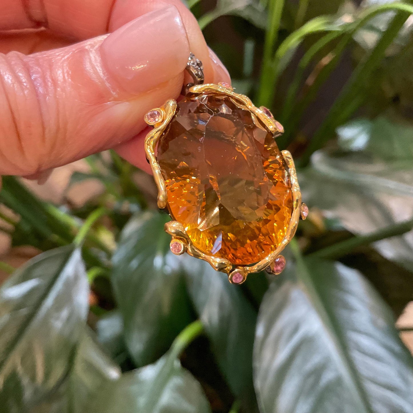 Sterling Silver citrine rhodolite topaz Pendant for Necklace