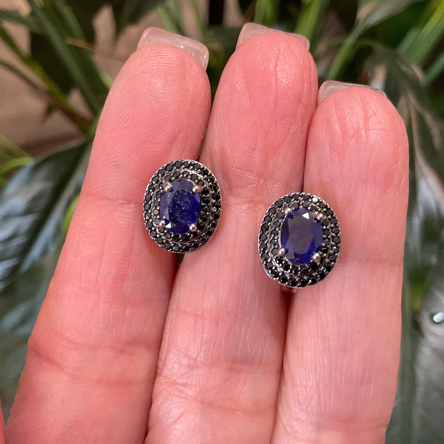 sterling silver blue sapphire black spinel Stud earrings Colors Of Etnika