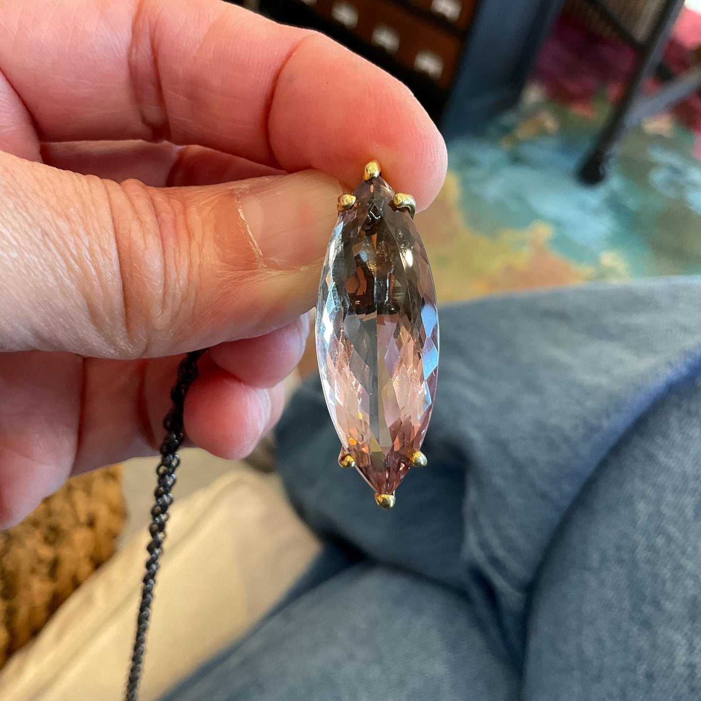 sterling silver Marquis cut ametrine pendant with necklace 38ct Colors Of Etnika