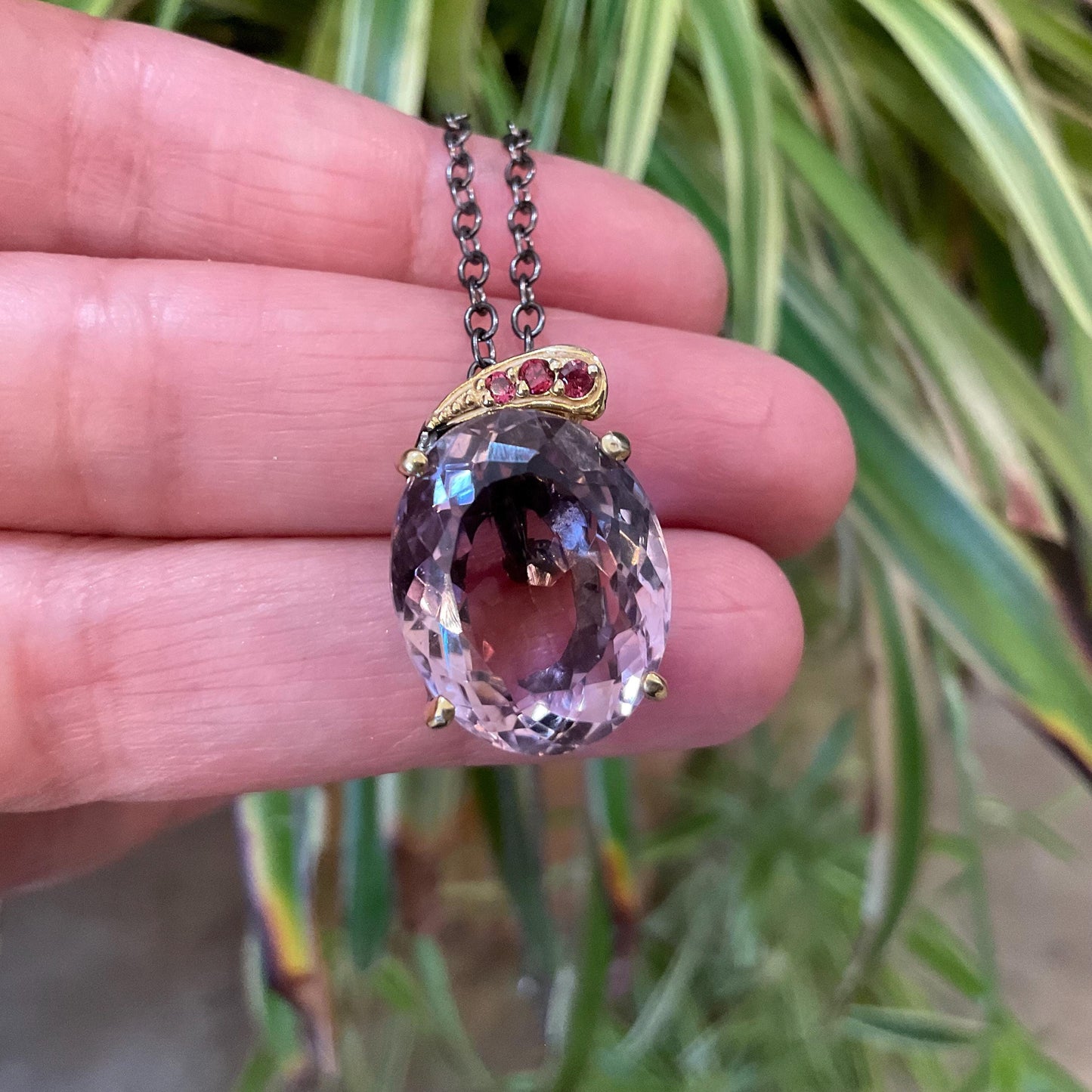sterling silver ametrine pendant rhodolite with necklace