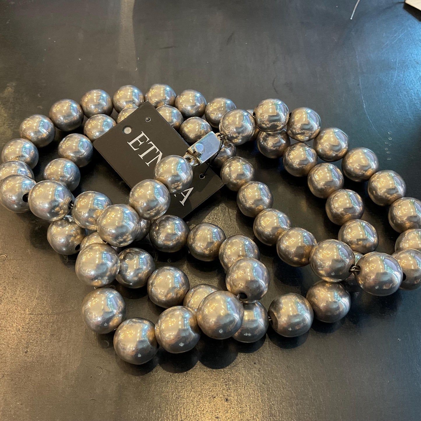Sterling silver vintage pearl bench bead long necklace 36” Colors Of Etnika