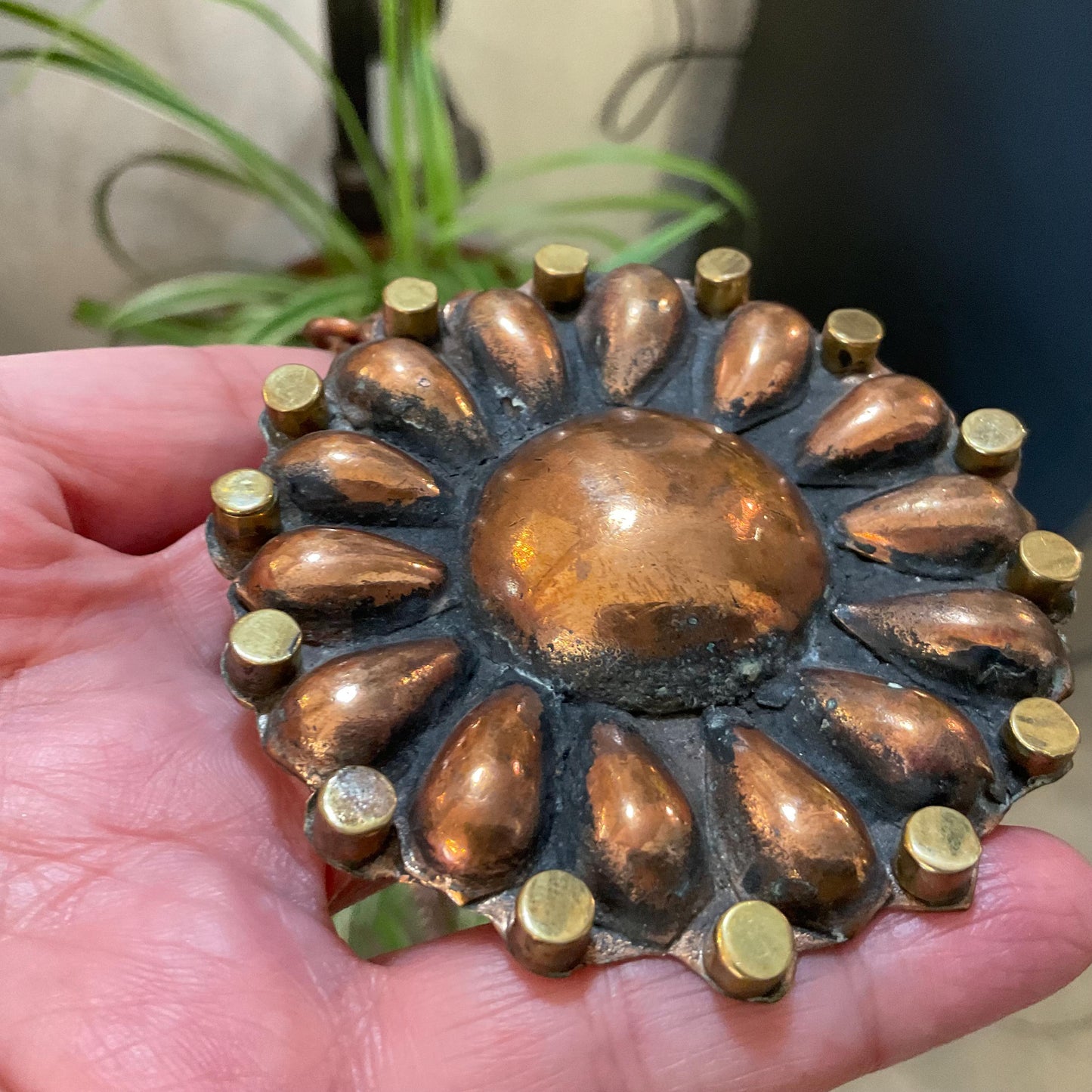 Copper artisan handmade sunburst necklace