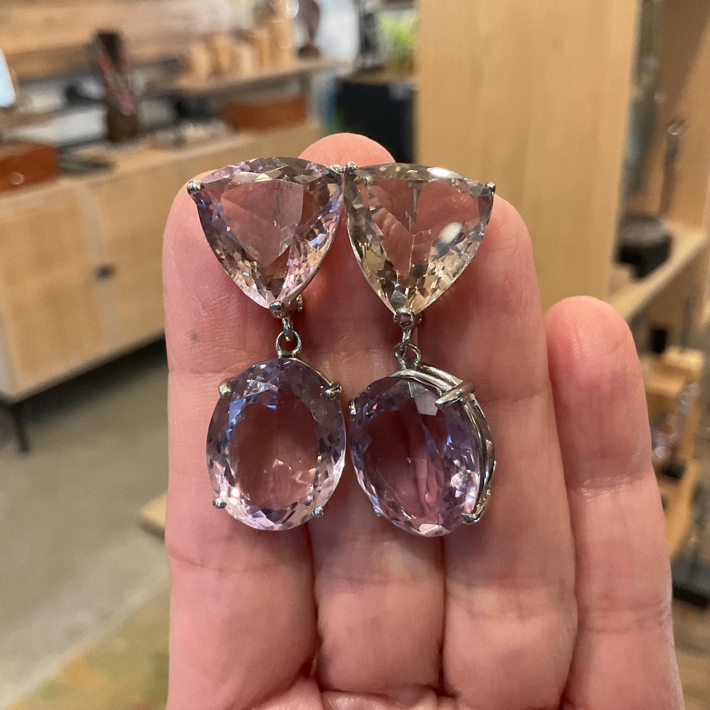 Sterling silver Ametrine fancy cut dangle fancy earrings