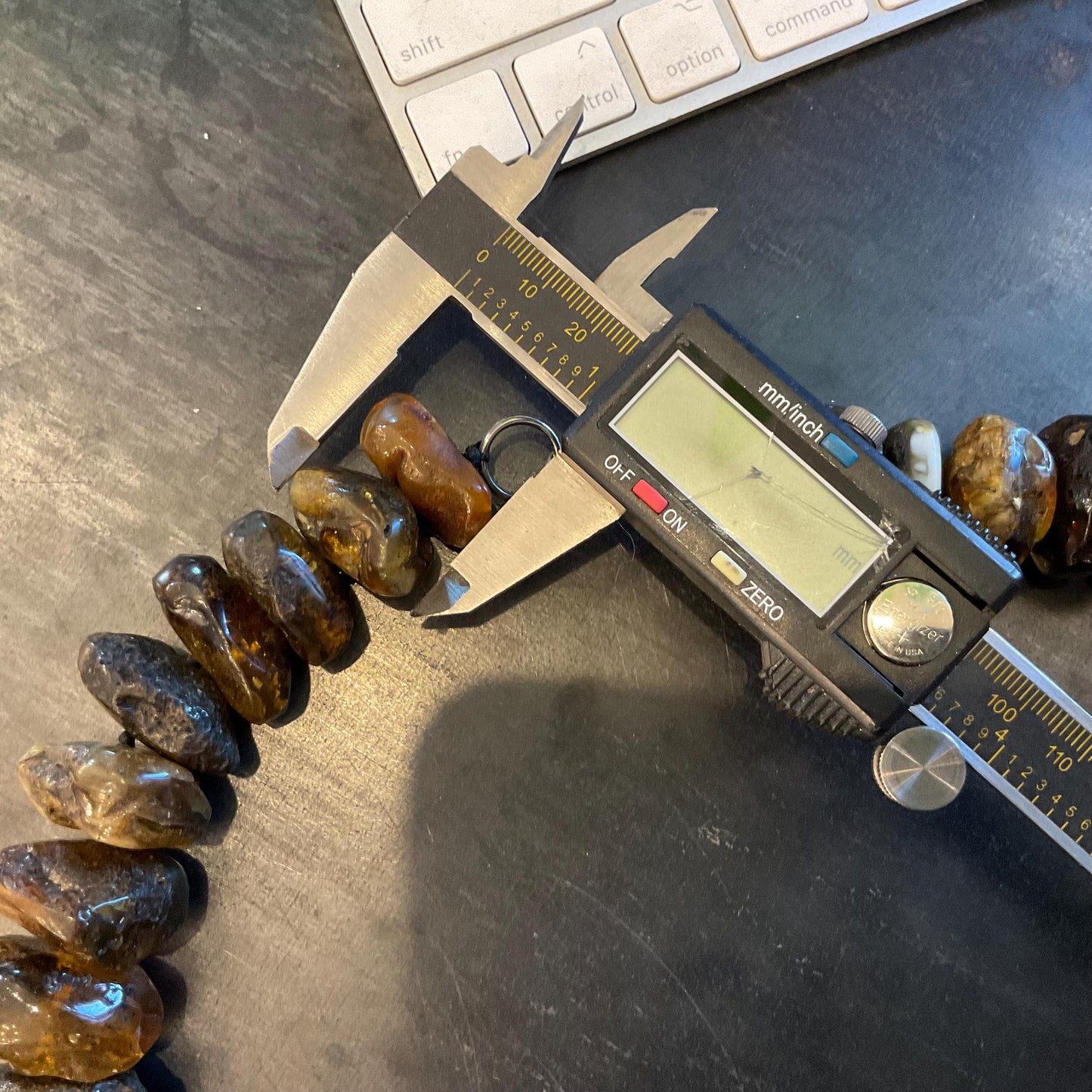 Sterling silver large amber beads statement vintage necklace