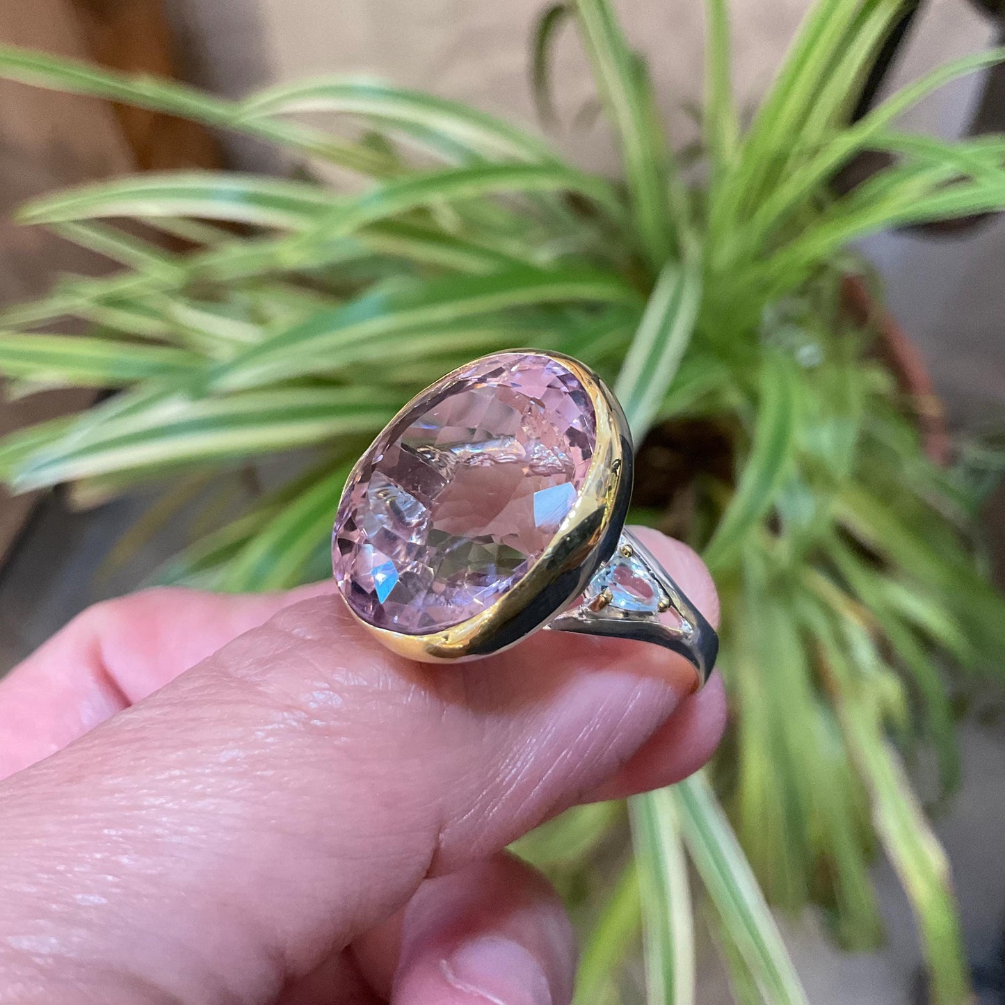 sterling silver statement Natural Ametrine topaz oval ring 7.5