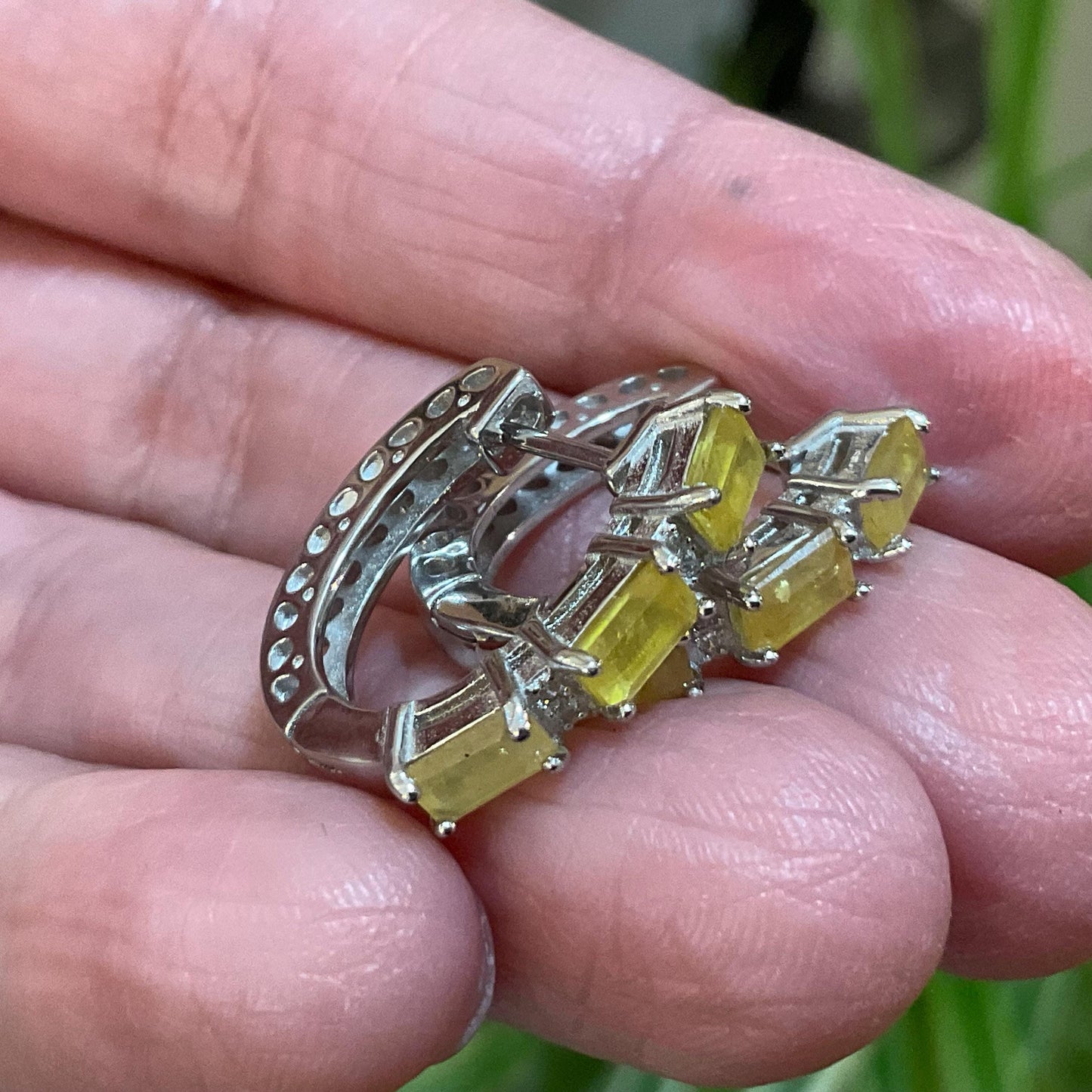 sterling silver natural yellow sapphire Small hoops earrings