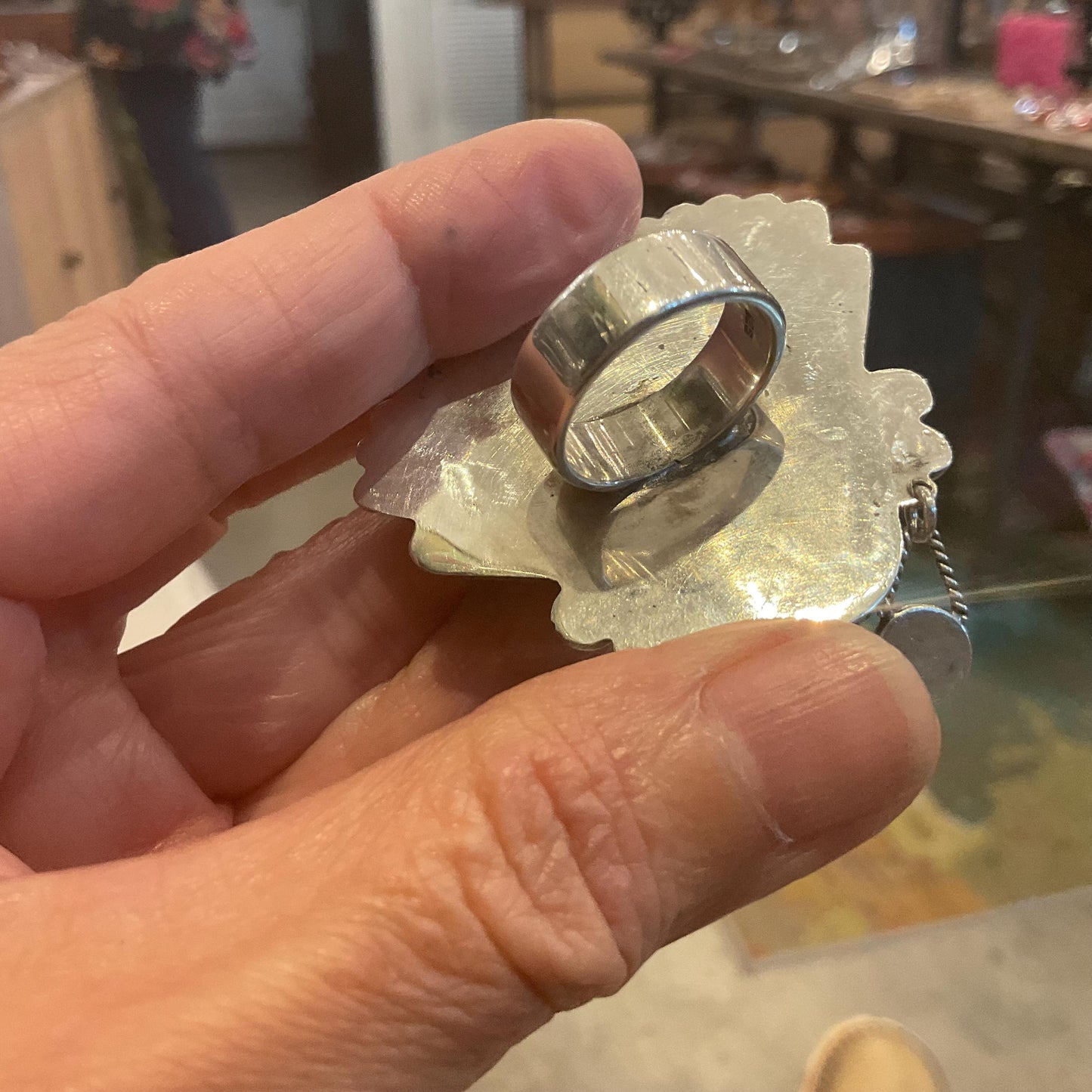 Sterling Silver Black onyx black mask vintage ring 6.5 7