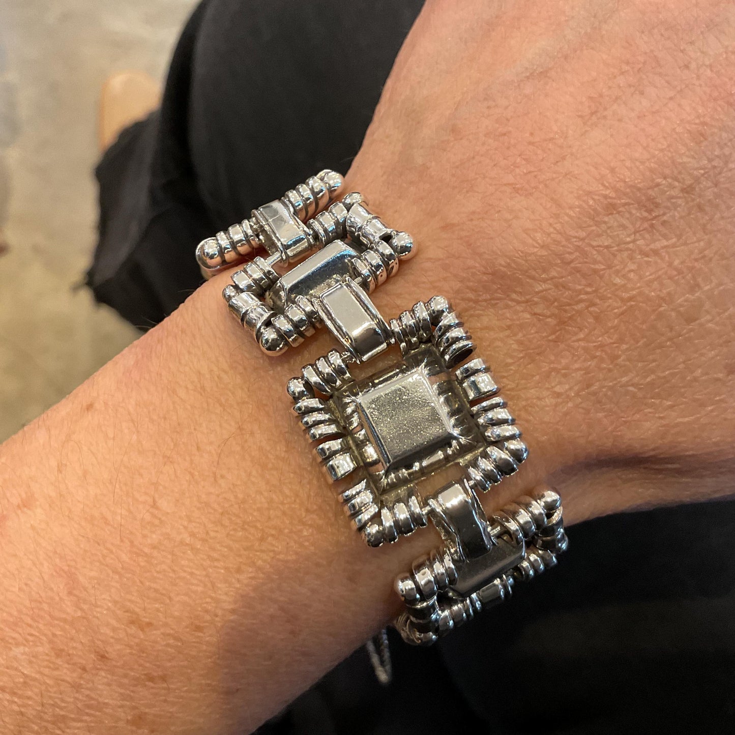 sterling silver modernist vintage signed William Spratling Bracelet earrings set