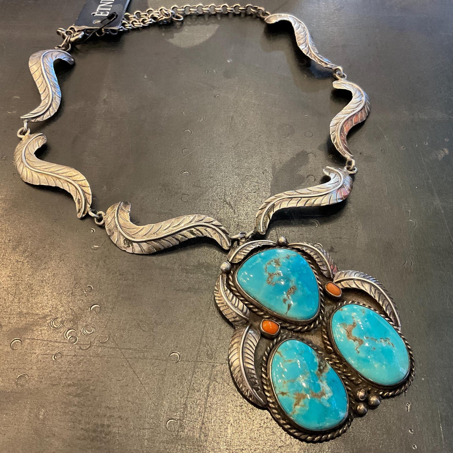 Sterling silver natural blue turquoise statement necklace Colors Of Etnika