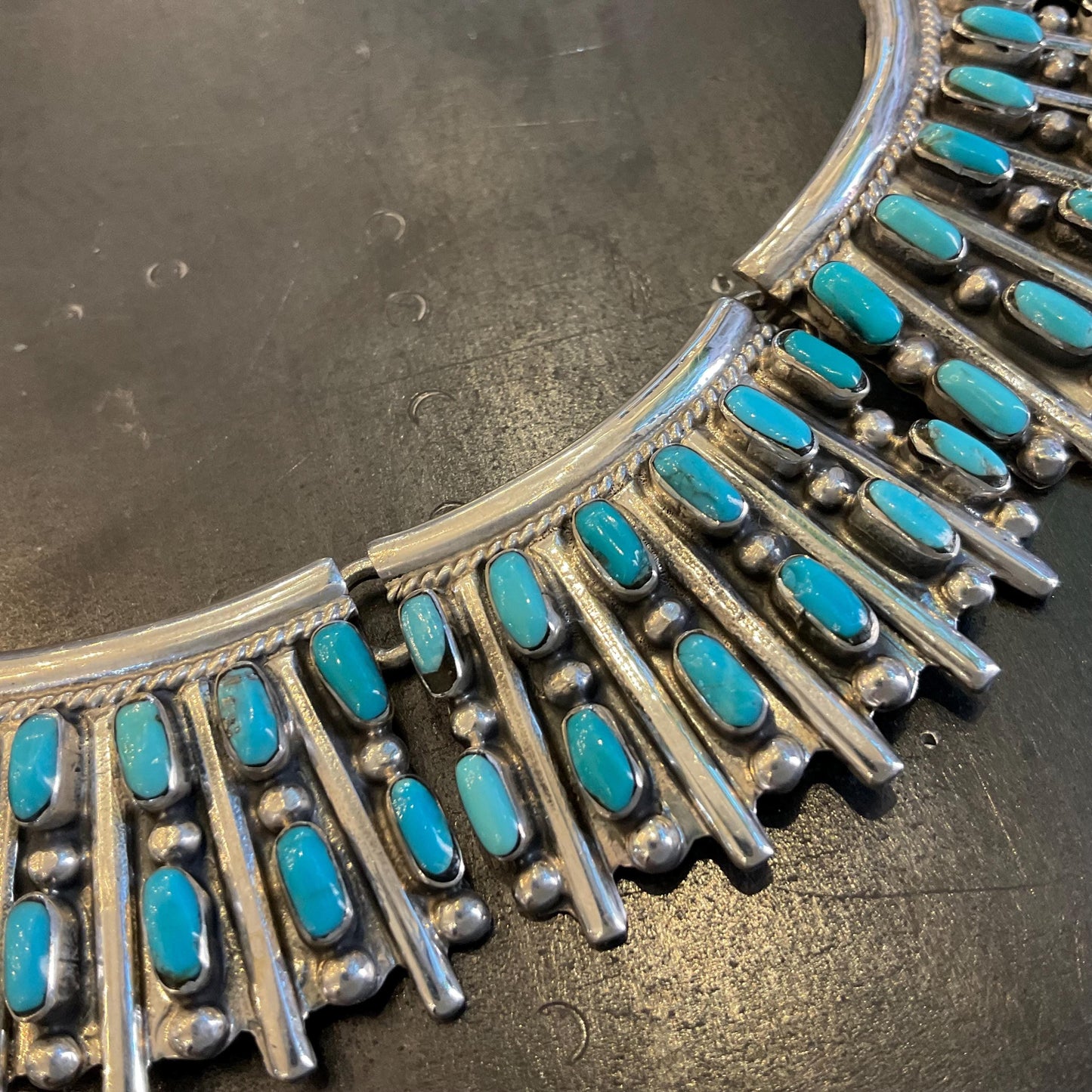 Sterling silver statement mid century vintage Turquoise necklace Colors Of Etnika
