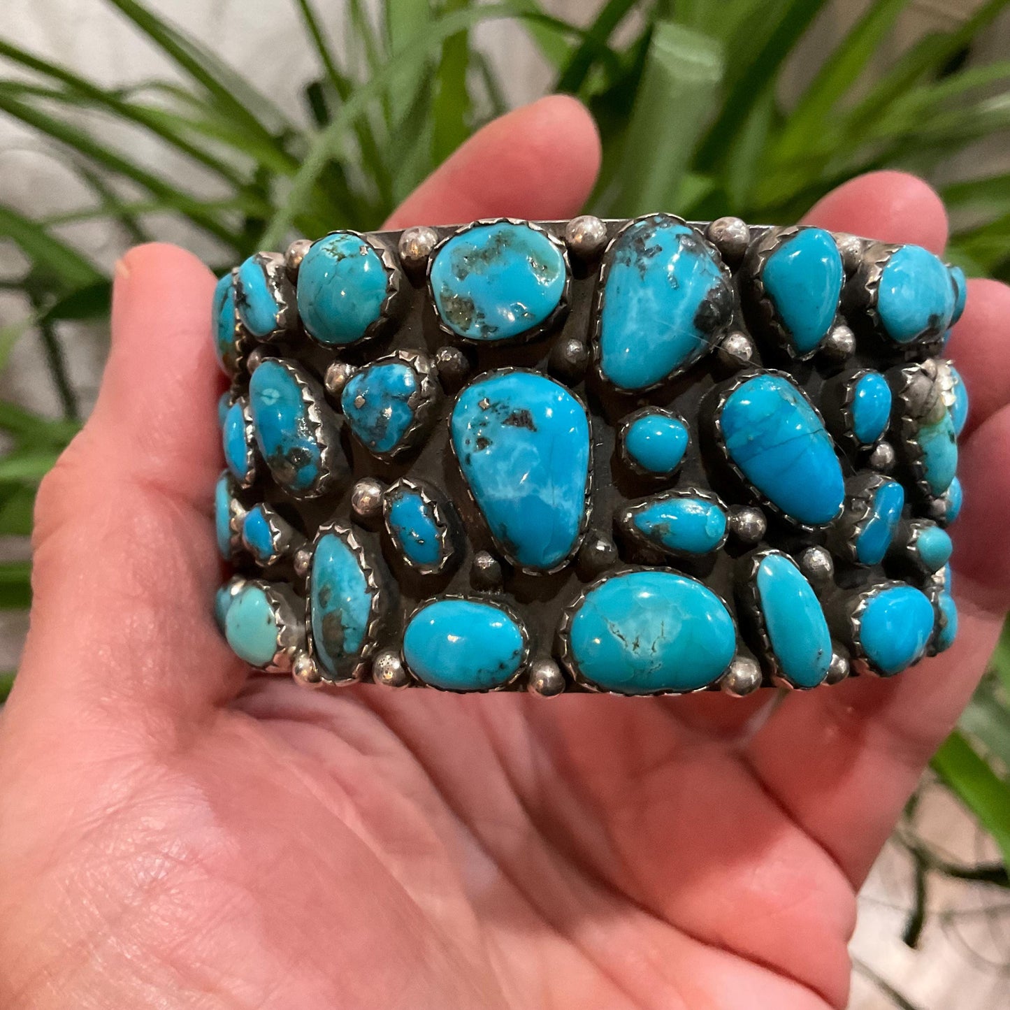 sterling silver campitos natural Turquoise statement bracelet cuff Colors Of Etnika