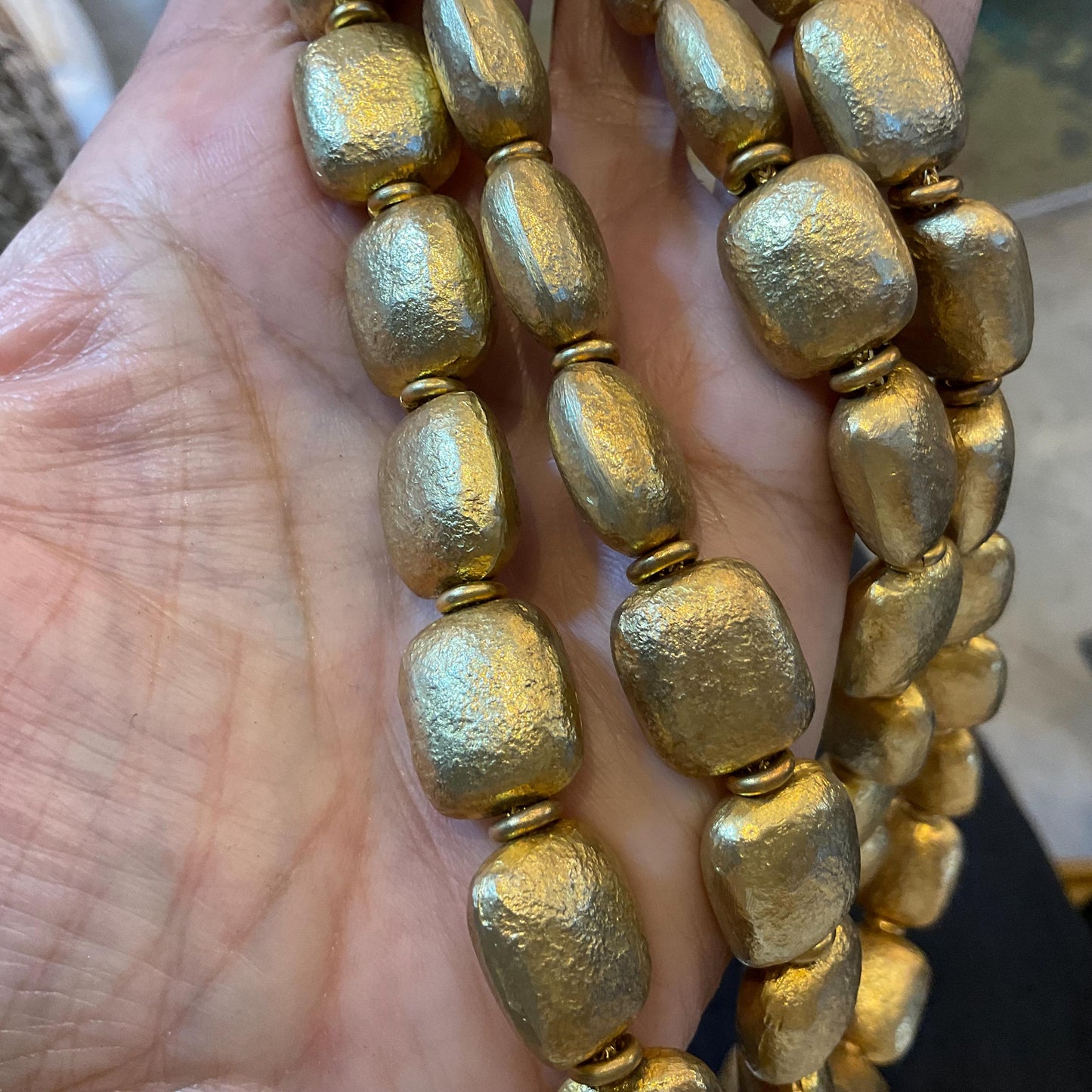 Sterling silver vintage 15mm hammered bead Gold vermeil necklace collar Colors Of Etnika