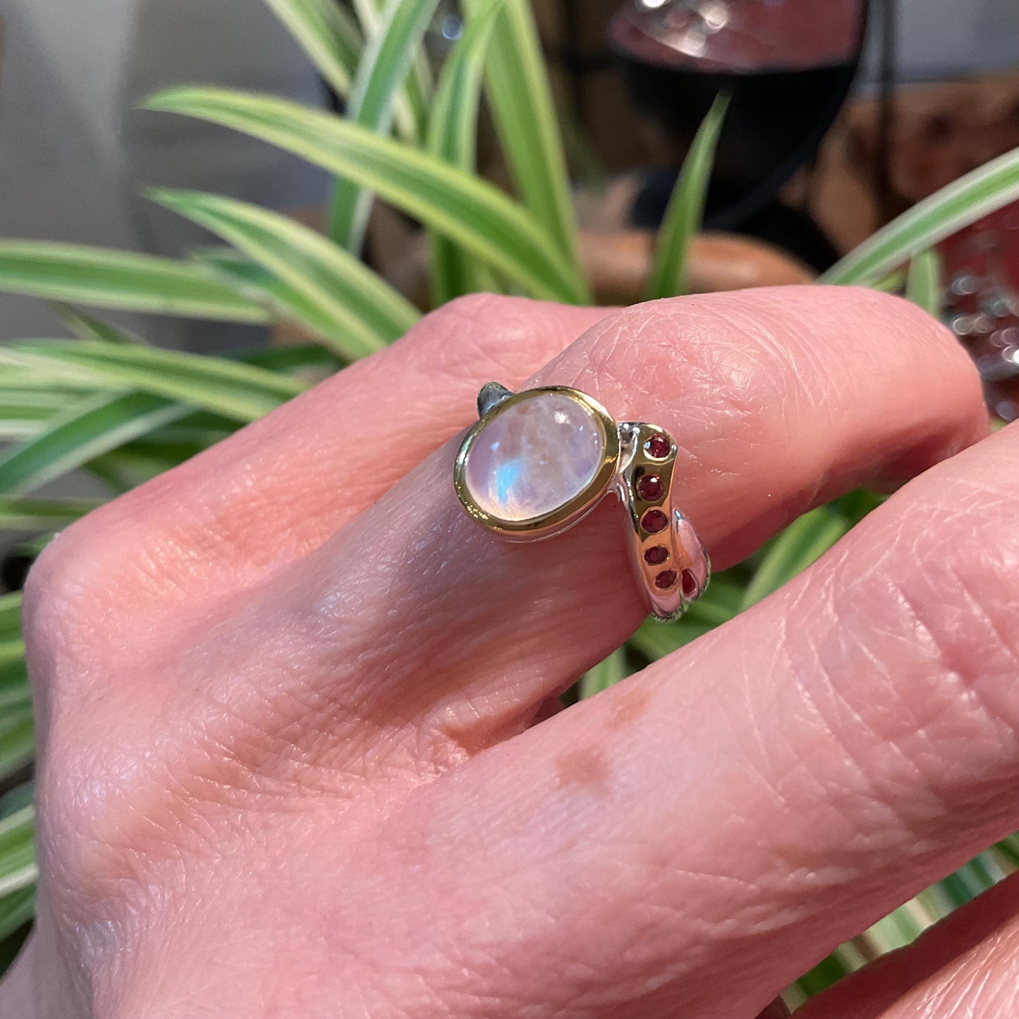 Sterling silver natural moonstone dainty ring 4.5 Colors Of Etnika