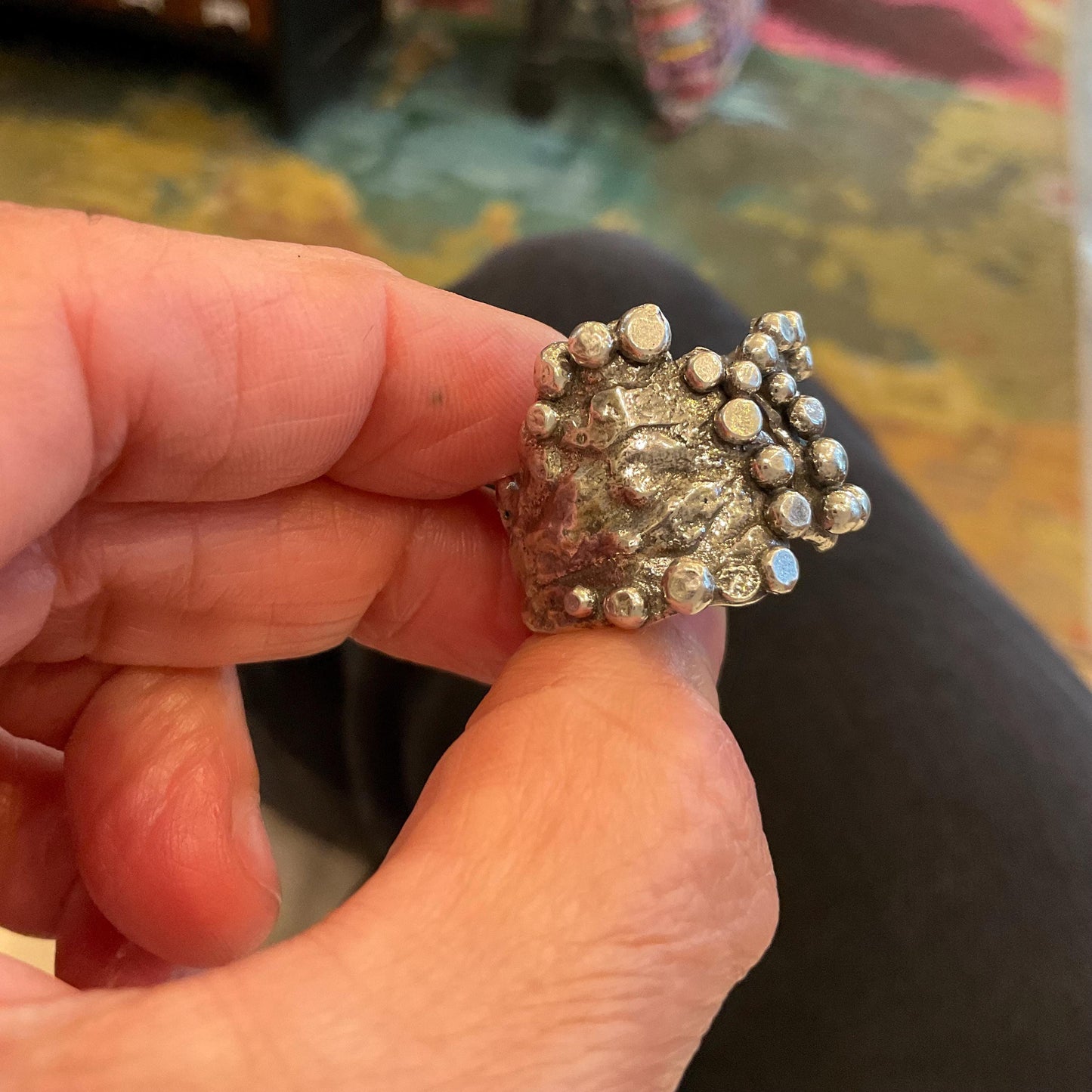 Sterling Silver molting silver brutalist Band cuff ring 8 Colors Of Etnika