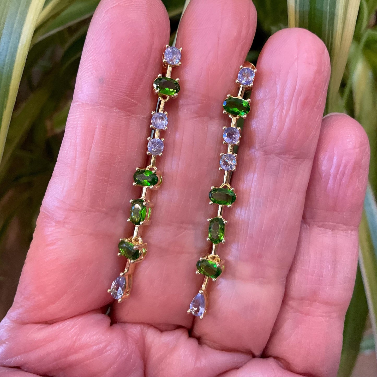 Sterling Silver natural tanzanite chrome diopside gold Earrings Colors Of Etnika
