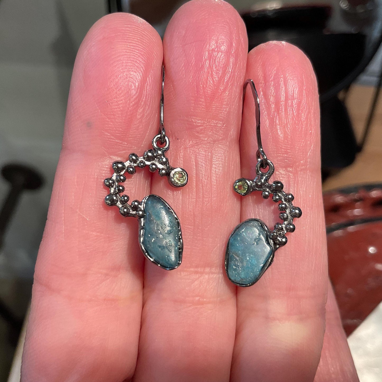 Sterling Silver Blue Apatite dangle Earrings Colors Of Etnika