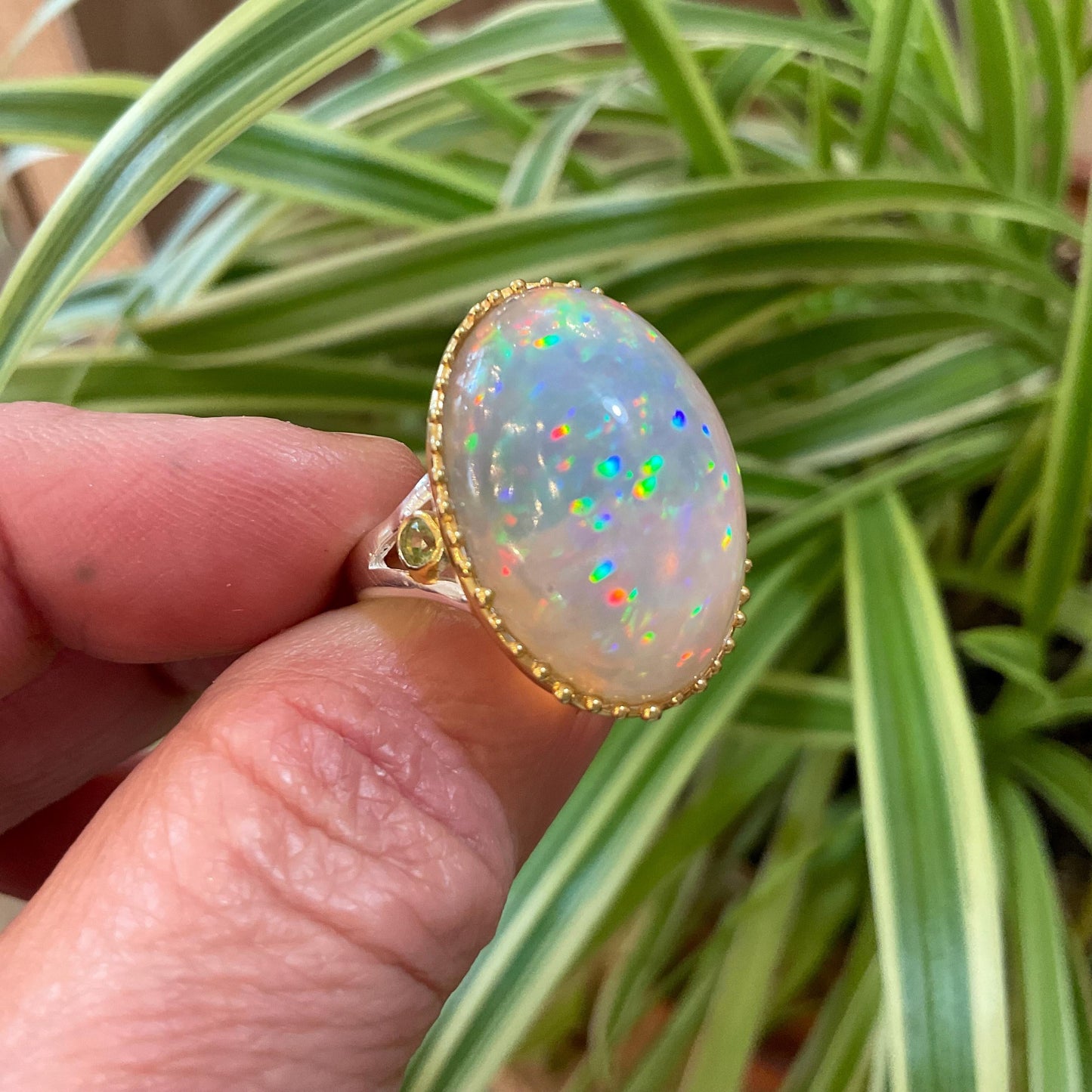 sterling silver Natural mesmerizing rainbow Opal ring 8 Colors Of Etnika