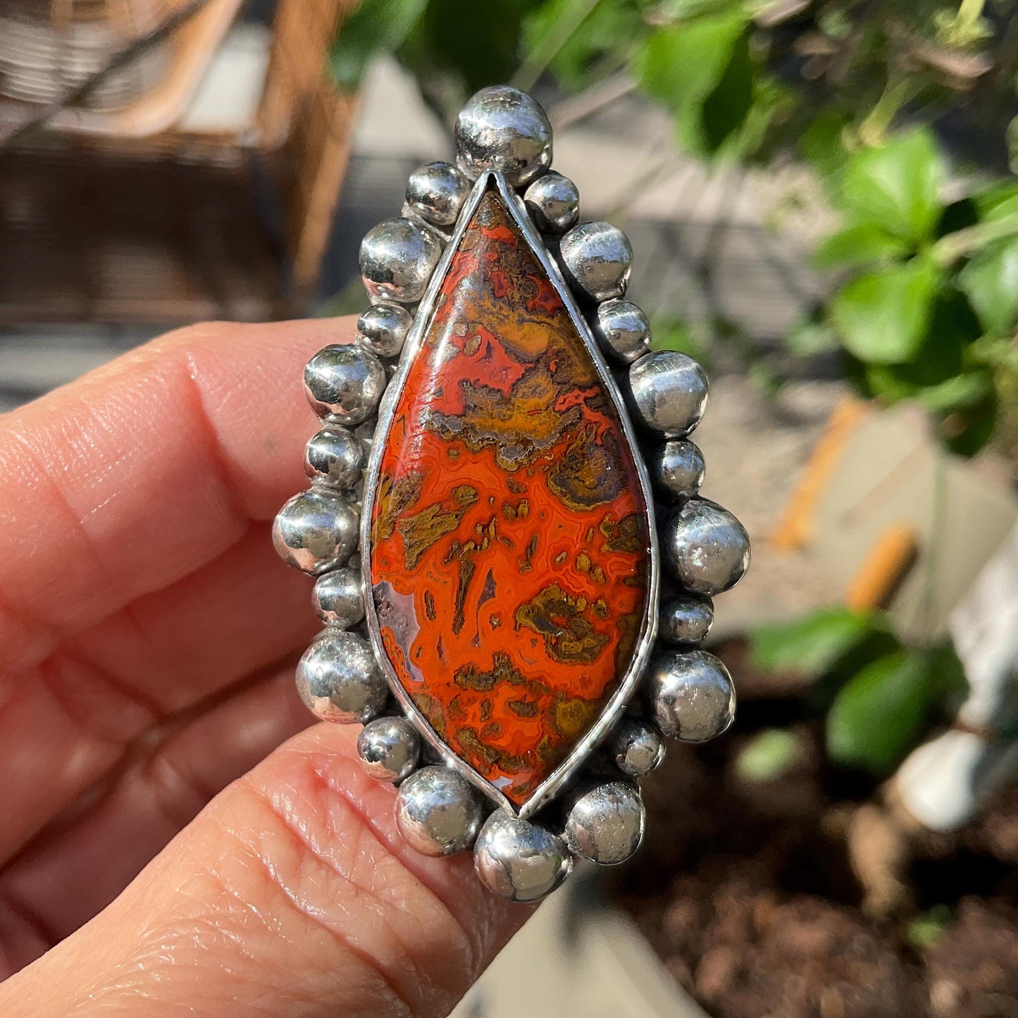 Sterling Statement Moroccan seam red agate cuff ring 7-9 Colors Of Etnika