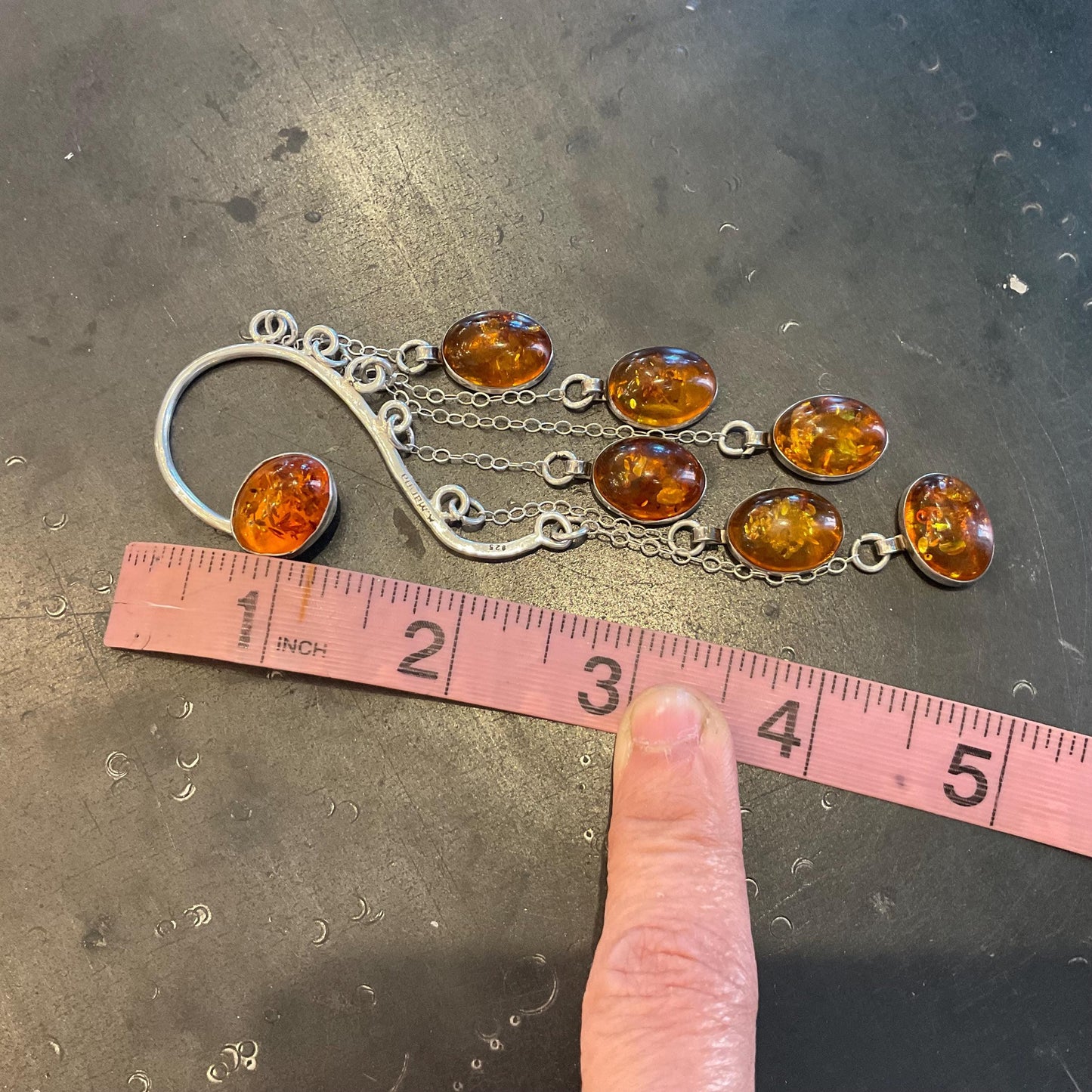 Sterling silver Baltic amber non piercing ear cuff Colors Of Etnika