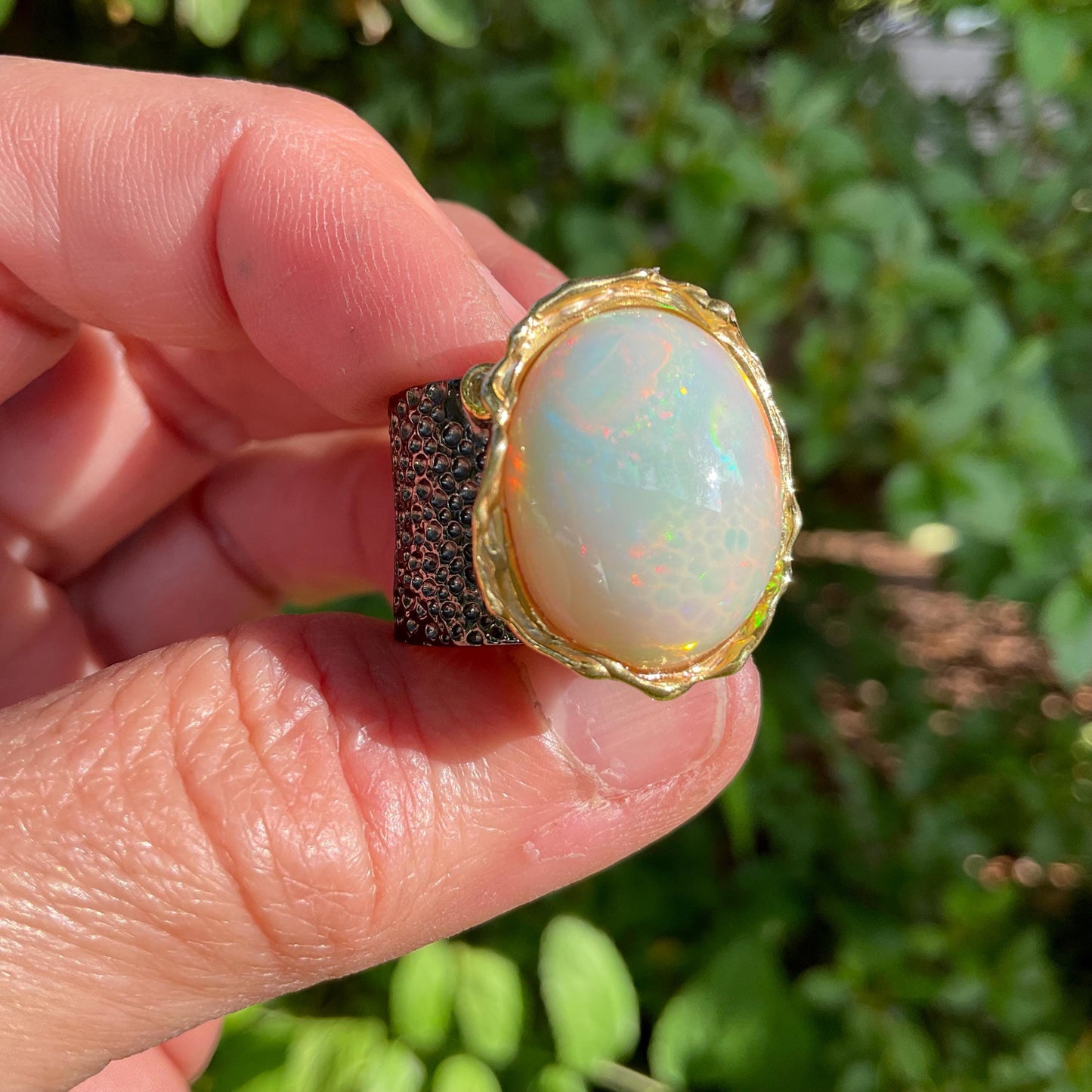 sterling silver Natural mesmerizing opal band ring 8 Colors Of Etnika