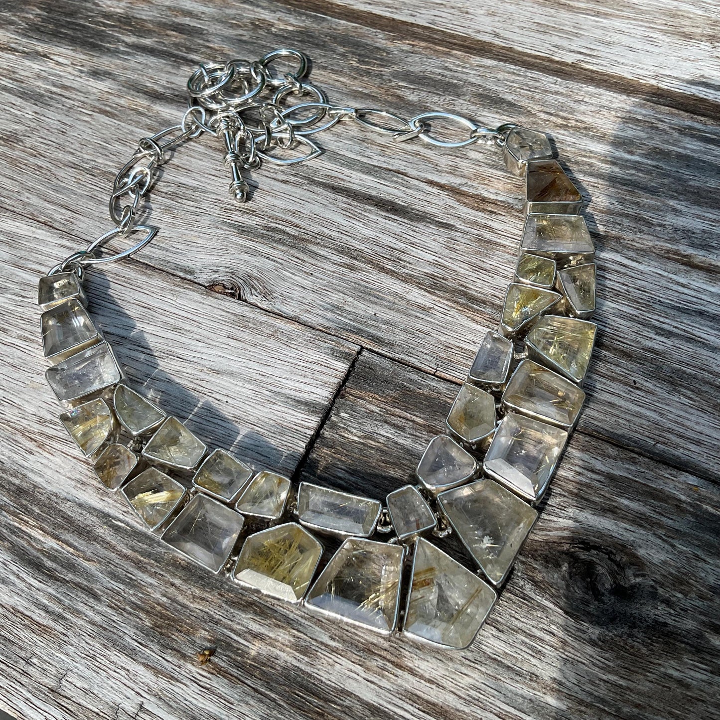 Sterling silver rutile quartz golden ribbon necklace Colors Of Etnika