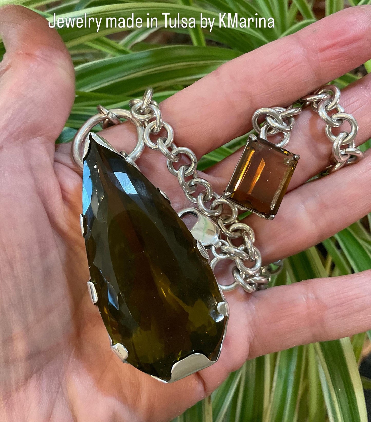 Sterling silver natural lemon quartz 185ct necklace Colors Of Etnika
