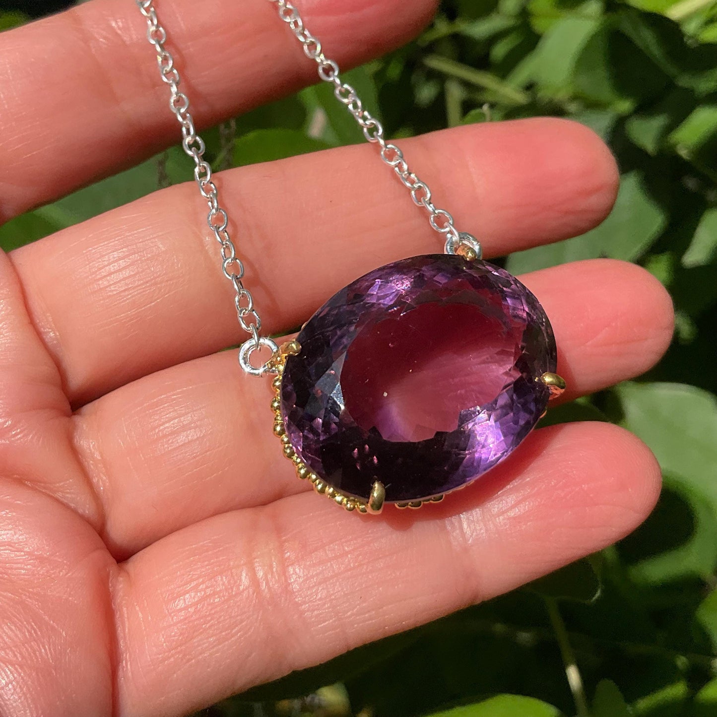 sterling silver amethyst pendant with necklace 30ct Colors Of Etnika