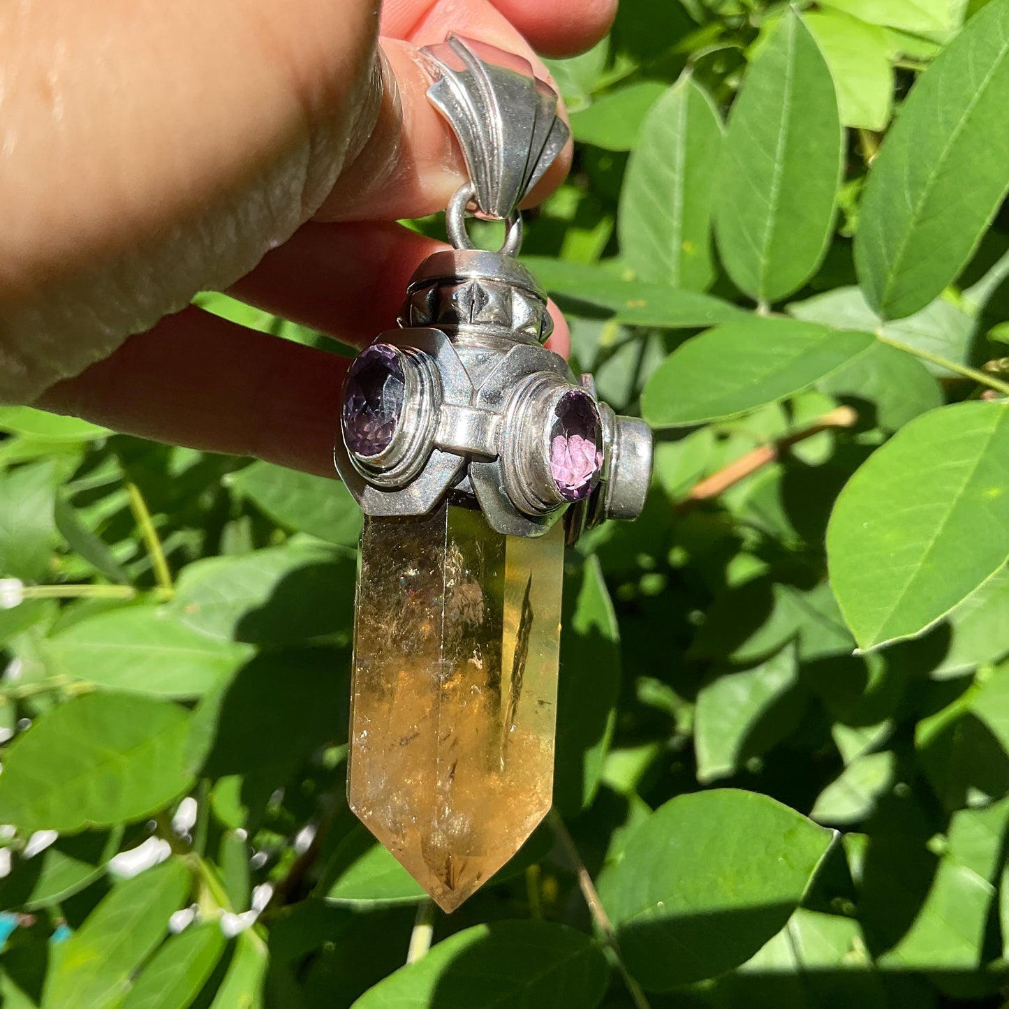 sterling silver Natural citrine amethyst pendant Colors Of Etnika