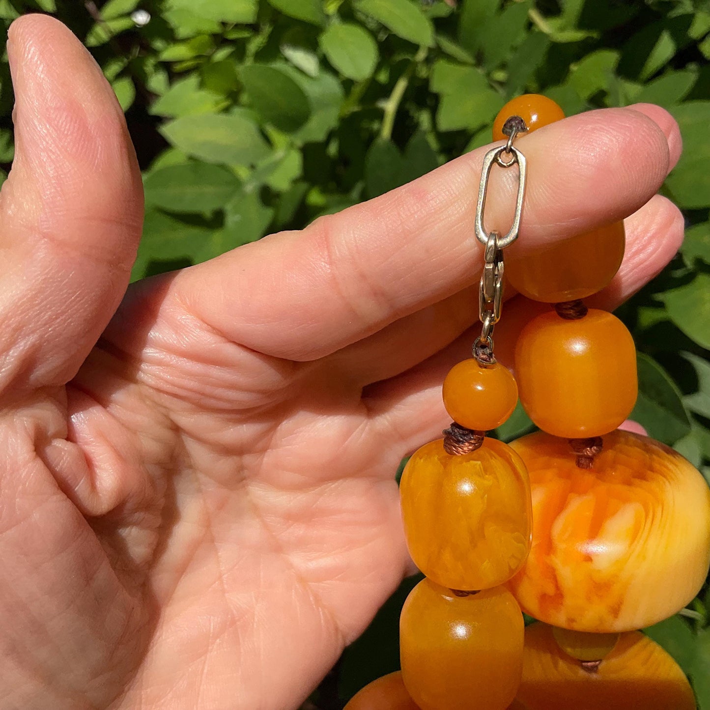 Sterling silver large butterscotch amber statement vintage necklace Colors Of Etnika