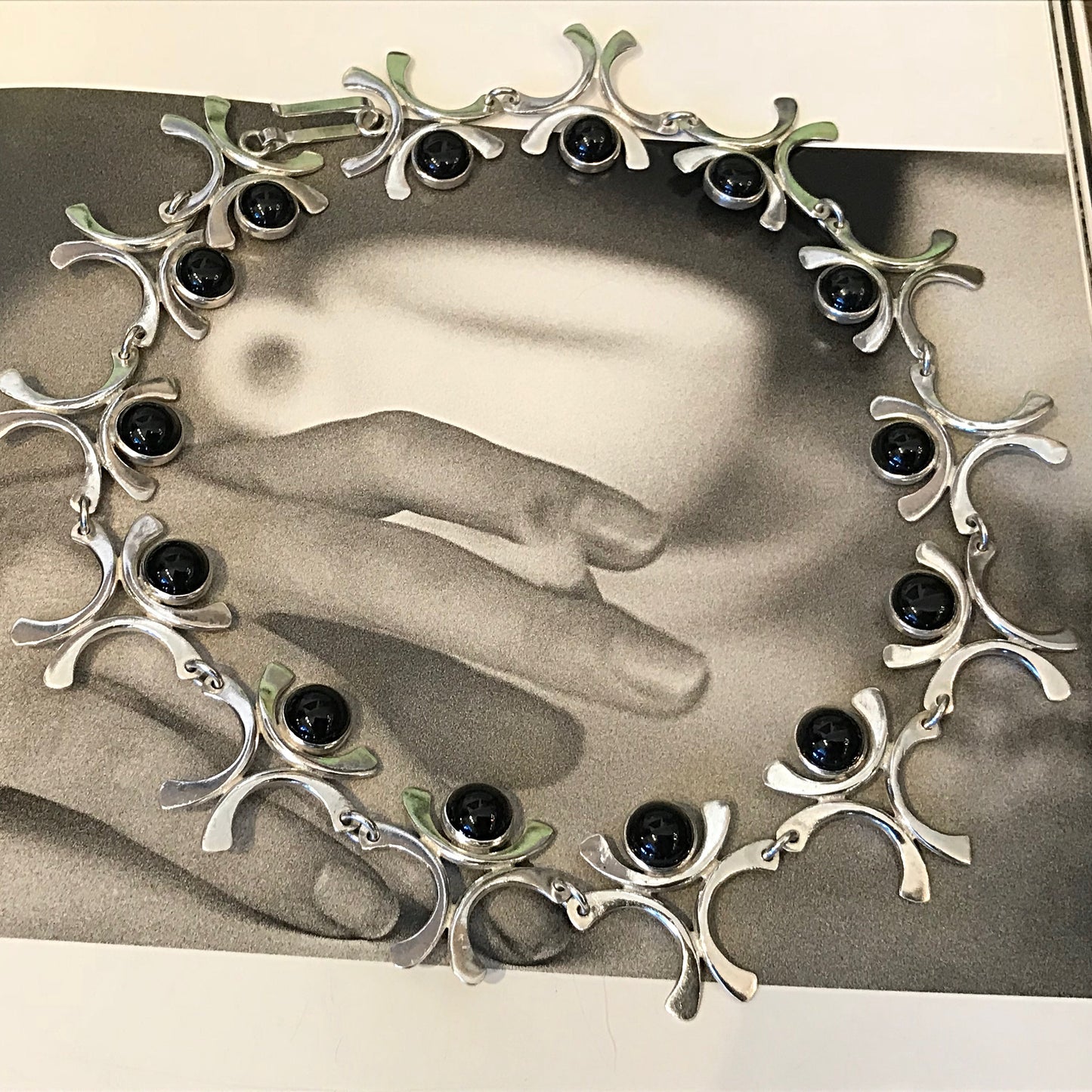Sterling silver black onyx handmade necklace choker Vintage