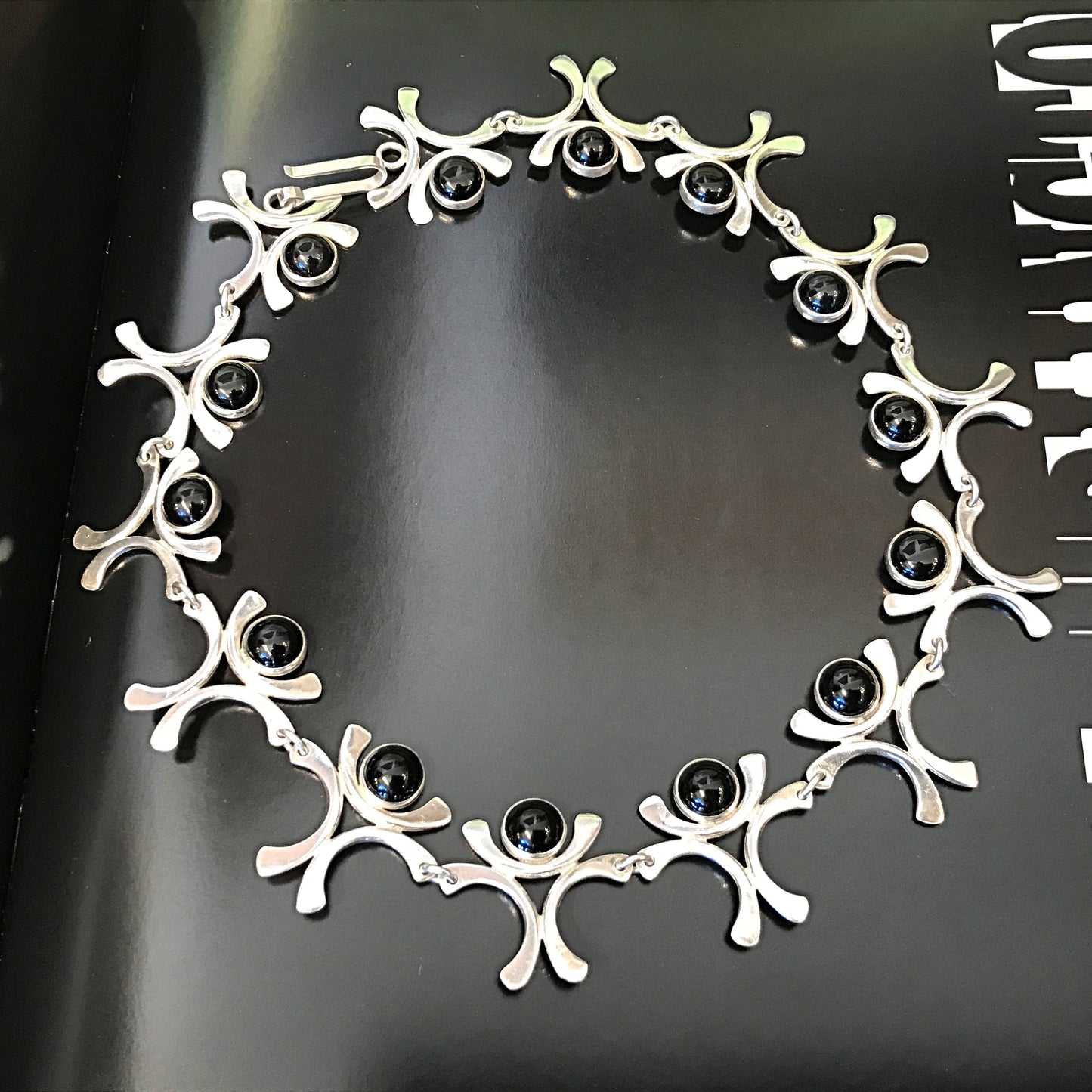 Sterling silver black onyx handmade necklace choker Vintage