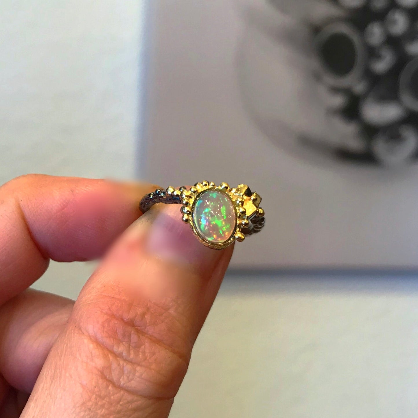 Handmade Sterling Silver Natural Opal ring 6 7 and 8