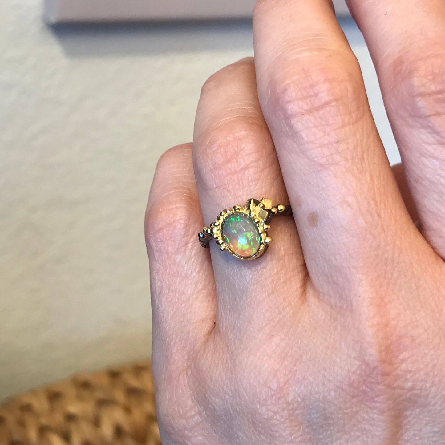 Handmade Sterling Silver Natural Opal ring 6 7 and 8