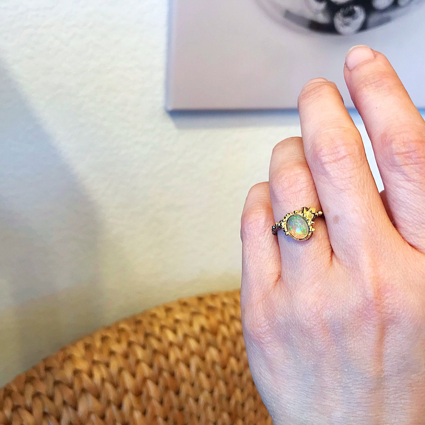 Handmade Sterling Silver Natural Opal ring 6 7 and 8