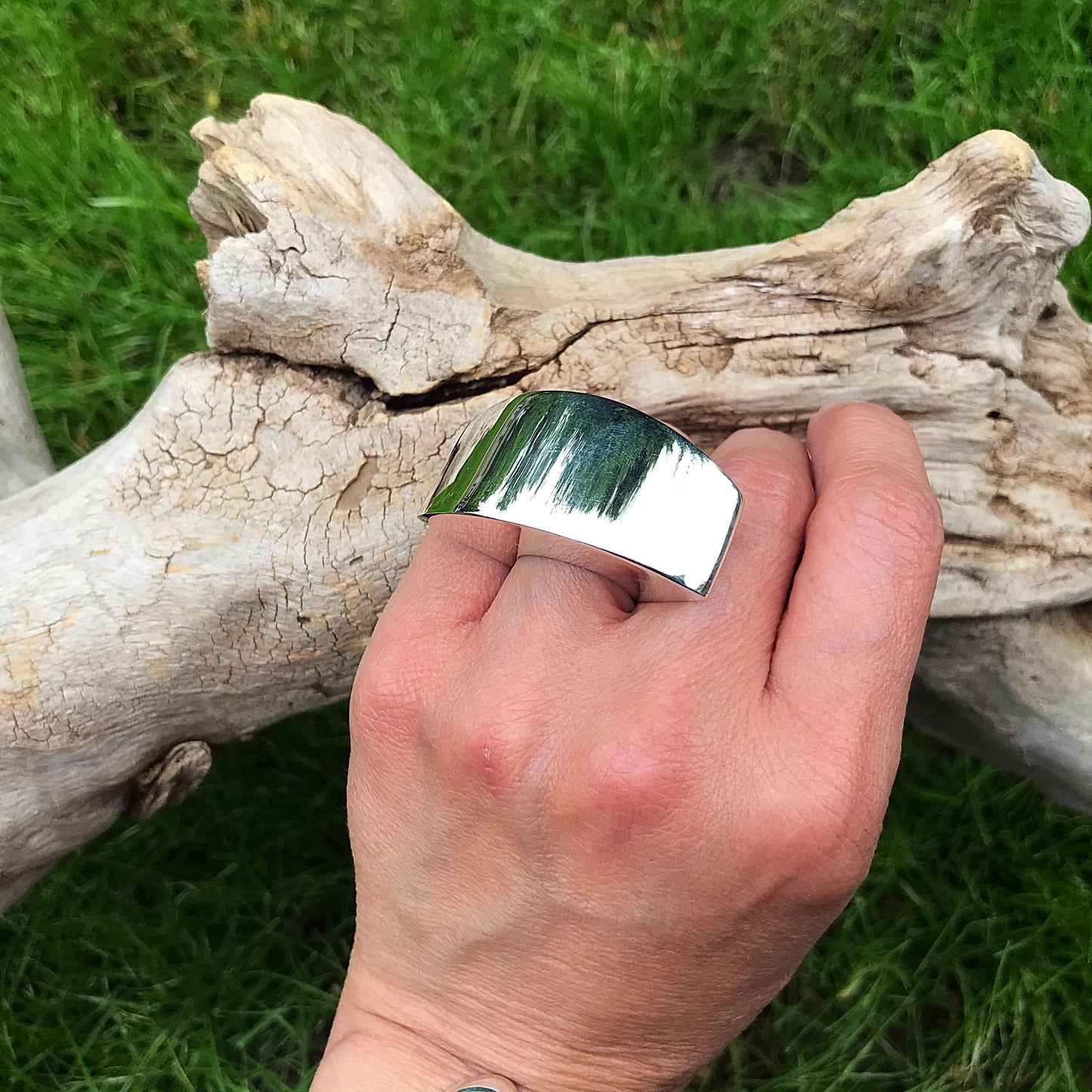 Sterling Silver Modernist Abstract oversize Statement Ring 6 7