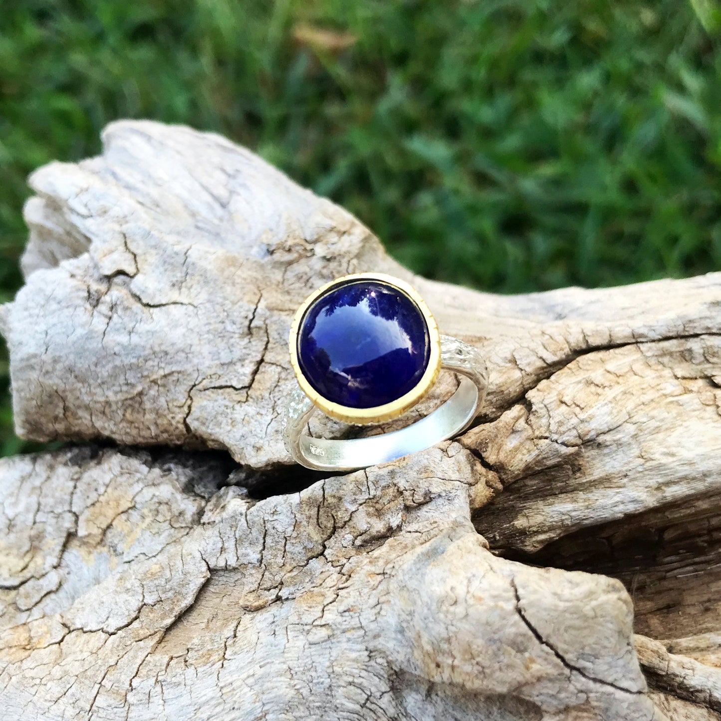 Handmade Sterling Silver Natural Blue Sapphire topaz Ring 7