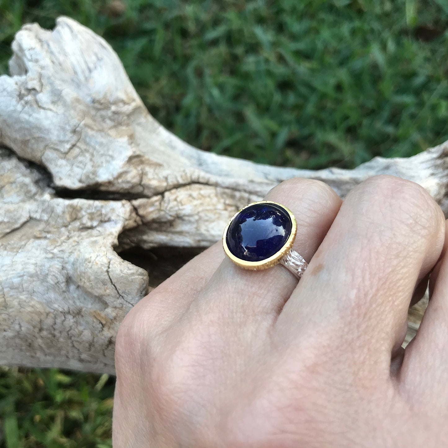 Handmade Sterling Silver Natural Blue Sapphire topaz Ring 7