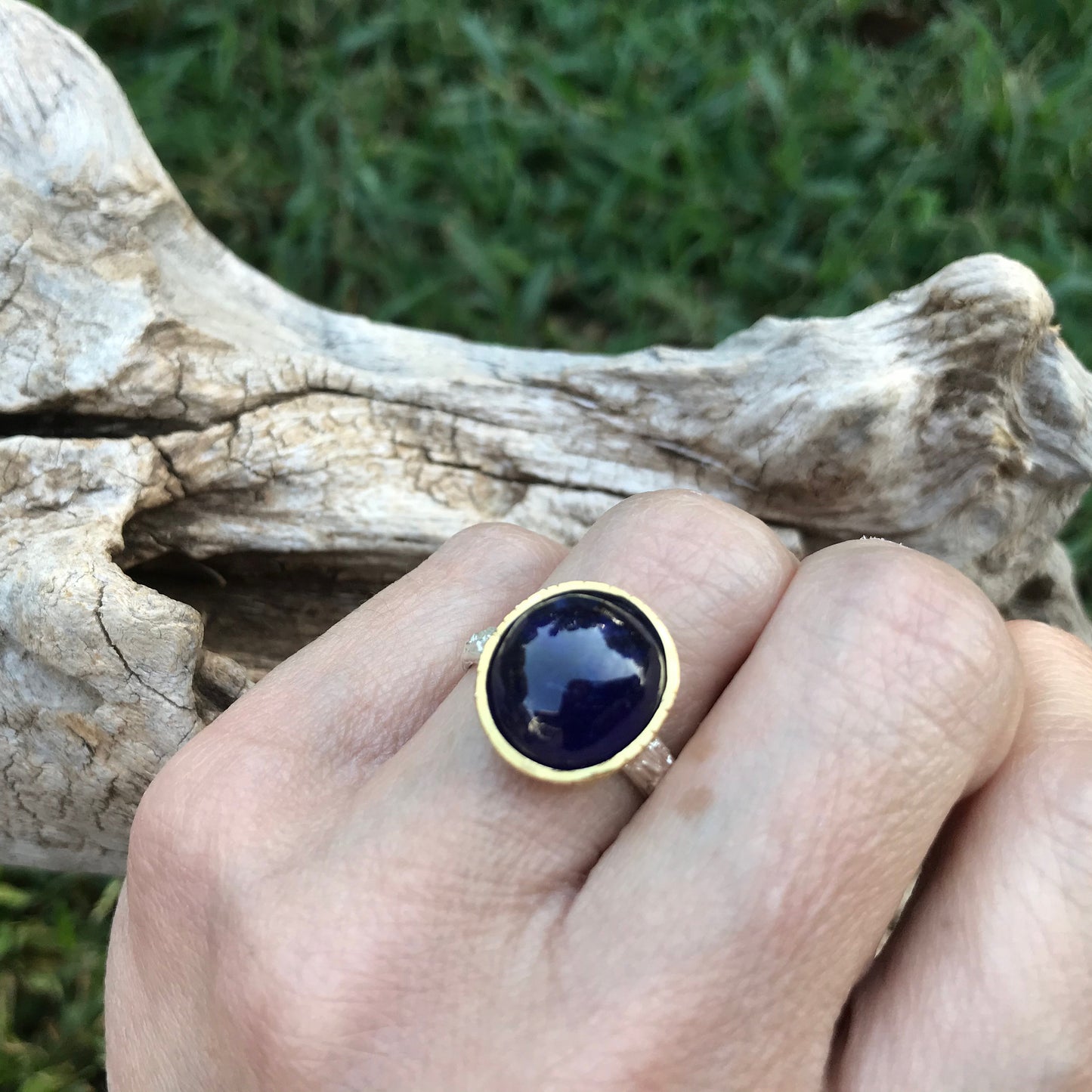 Handmade Sterling Silver Natural Blue Sapphire topaz Ring 7