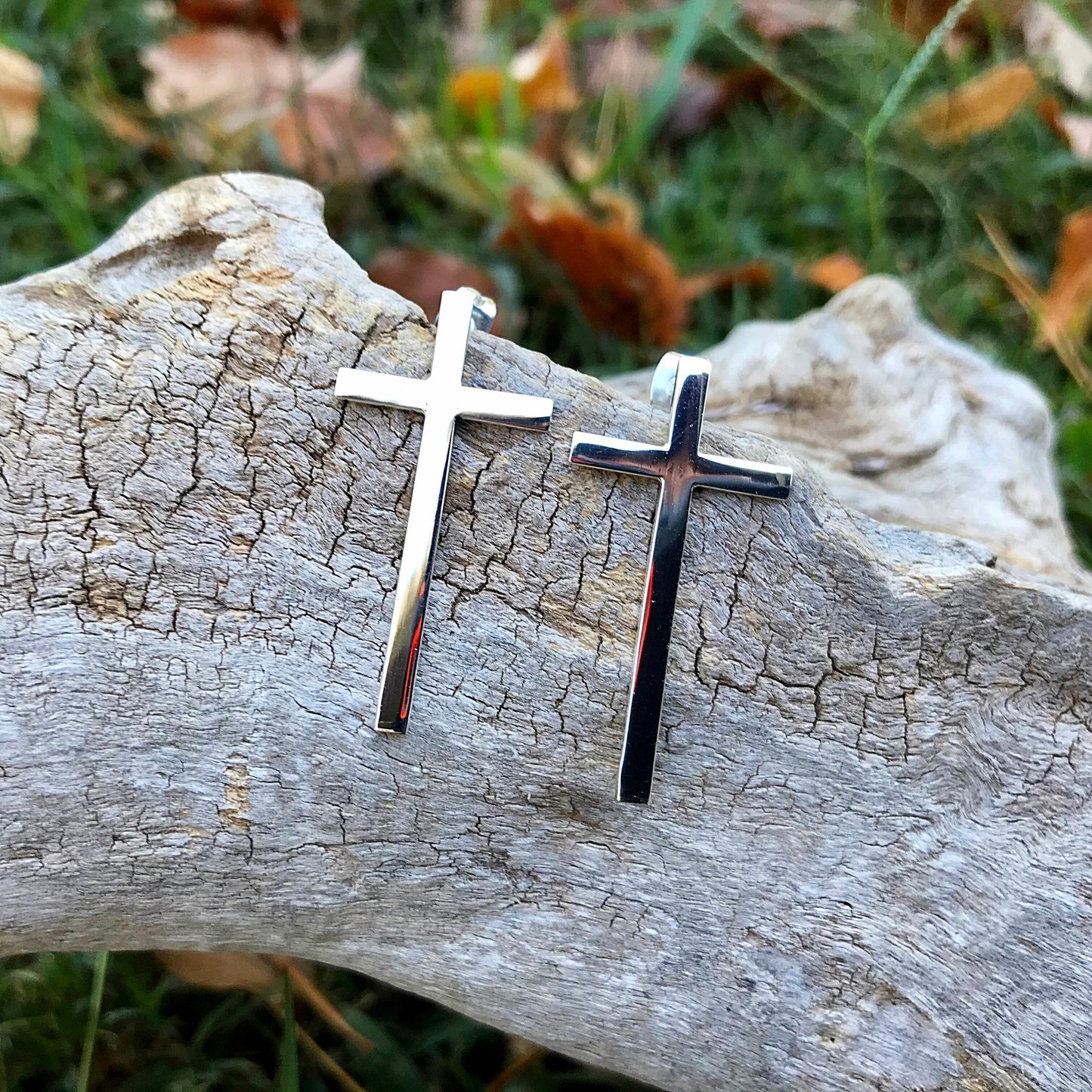 Sterling Silver large stud Cross earrings